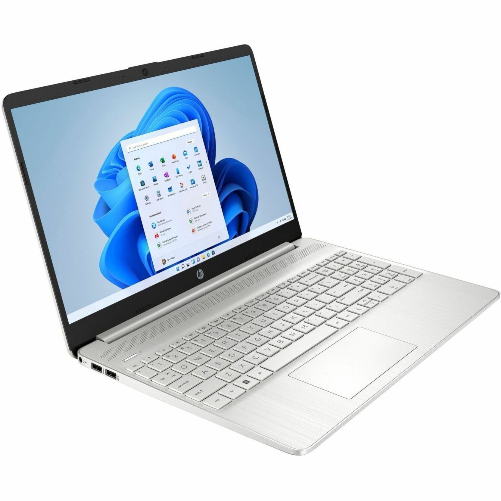 HP 15.6" Notebook - HD - 1366 x 768 - (Intel Core i7 12th Gen i7-1255U Deca-core (10 Core) - 8 GB Total RAM - 512 GB SSD - Natural Silver - Intel Chip - 1366 x 768 - Windows 11 Home Single Language - Intel Iris Xe Graphics - BrightView - Front Camera/Webcam - 10.75 Hours Battery Run Time - IEEE 802.11ac Wireless LAN Standard — alternate image1