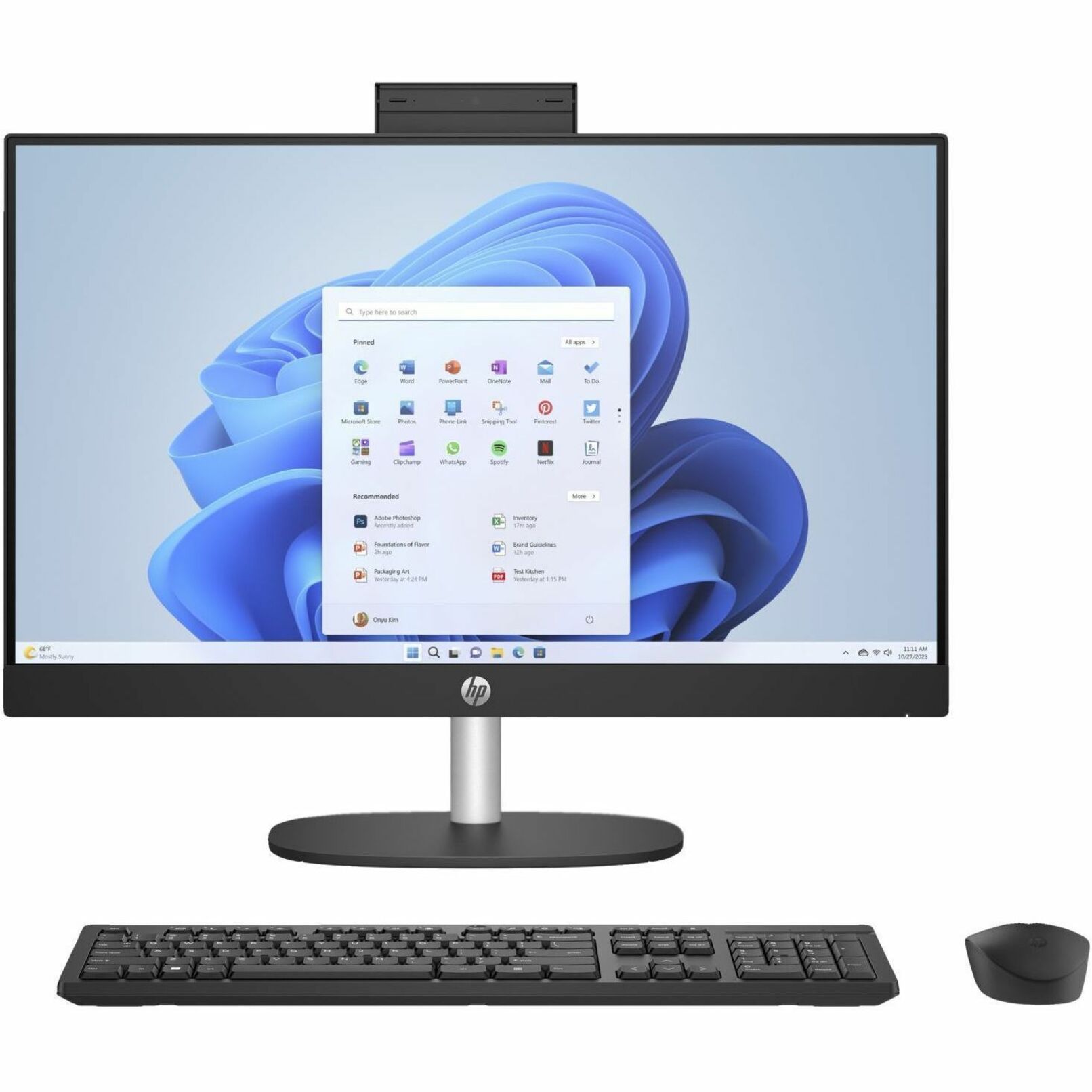 HP 24-cr0000 24-cr0011la All-in-One Computer - AMD Ryzen 5 7520U - 8 GB - 512 GB PCI Express NVMe SSD - 23.8" Full HD Touchscreen - Desktop - Jack Black - AMD Chip - 1920 x 1080 - Windows 11 Home Single Language - AMD Radeon Graphics LPDDR5 - IEEE 802.11ax Wireless LAN - 90 W — front