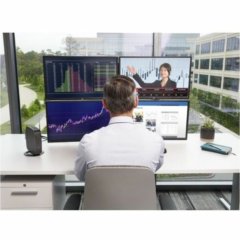 HP t740 Thin Client Ryzen V1756B Quad-core (4 Core) 3.25 GHz - TAA Compliant - AMD Chip - 8 GB RAM DDR4 SDRAM - 128 GB Flash - Gigabit Ethernet - DisplayPort - Network (RJ-45) - 7 Total USB Port(s) - 2 USB 2.0 Port(s) - USB Type-C - 90 W — alternate image2