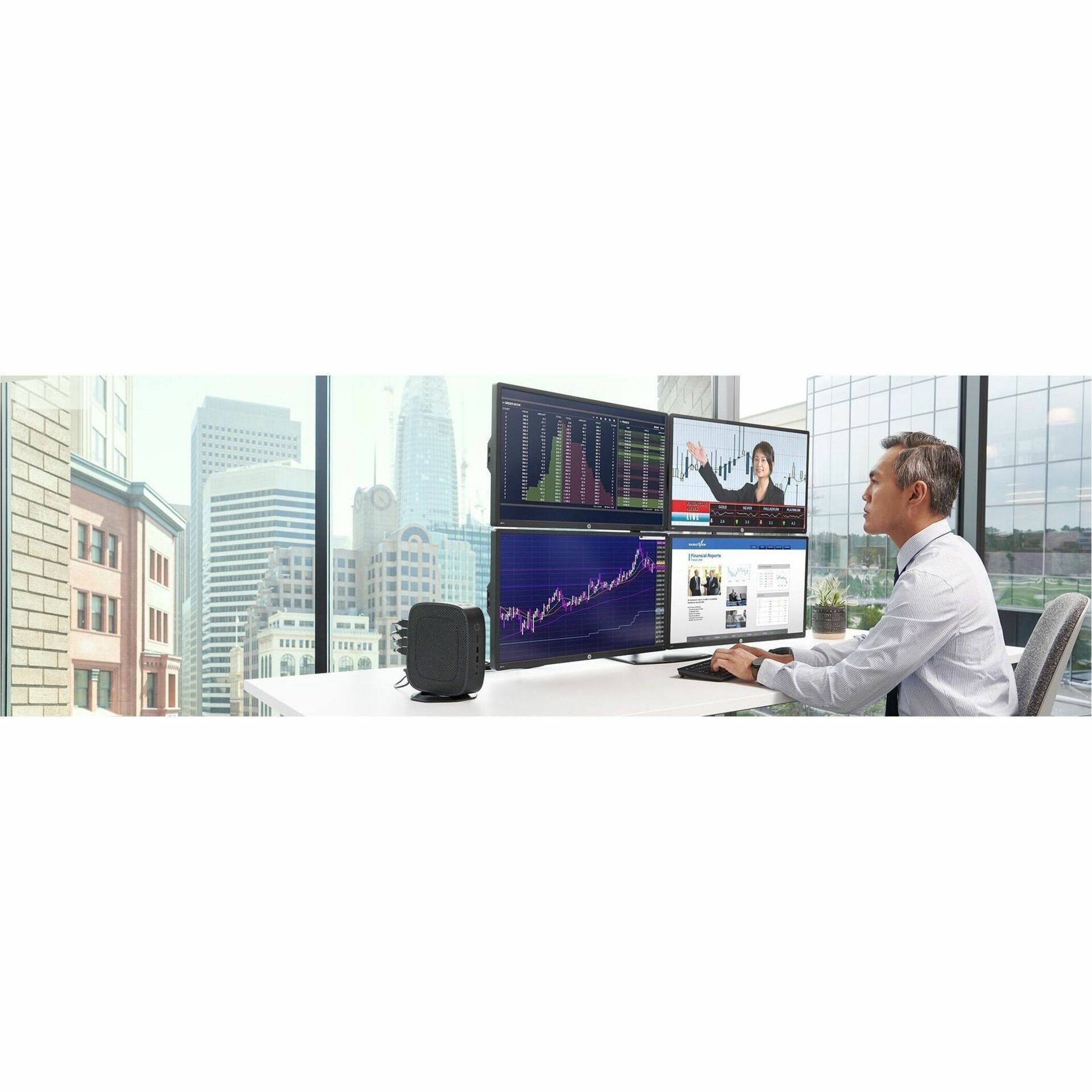 HP t740 Thin Client Ryzen V1756B Quad-core (4 Core) 3.25 GHz - TAA Compliant - AMD Chip - 8 GB RAM DDR4 SDRAM - 128 GB Flash - Gigabit Ethernet - DisplayPort - Network (RJ-45) - 7 Total USB Port(s) - 2 USB 2.0 Port(s) - USB Type-C - 90 W — alternate image5