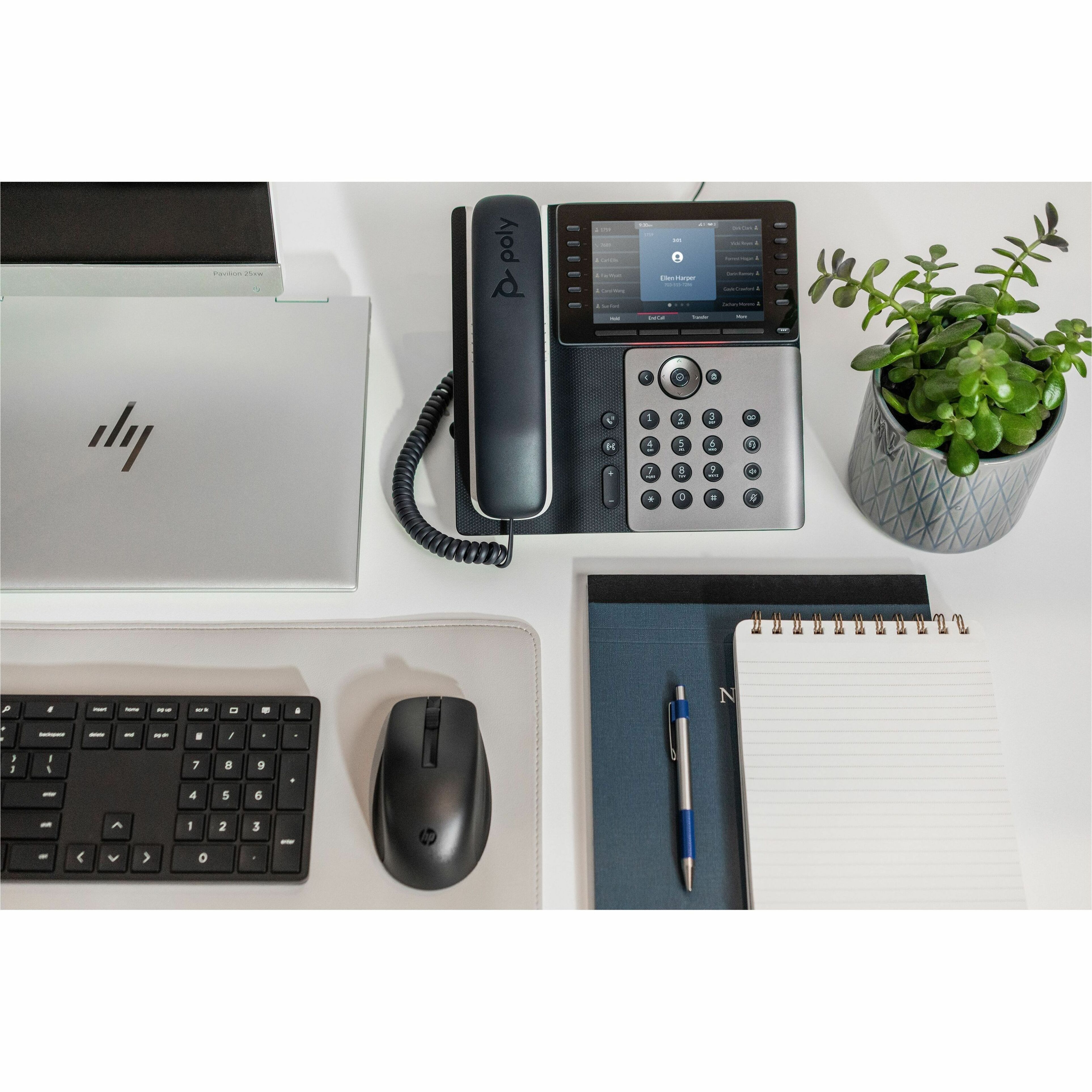 Poly Edge E550 IP Phone - Corded - Corded/Cordless - Bluetooth, Wi-Fi, NFC - 3 Multiple Conferencing - Desktop, Wall Mountable - White, Midnight Blue - VoIP - 5" LCD - IEEE 802.11a/b/g/n/ac - 2 x Network (RJ-45) - PoE Ports — alternate image4