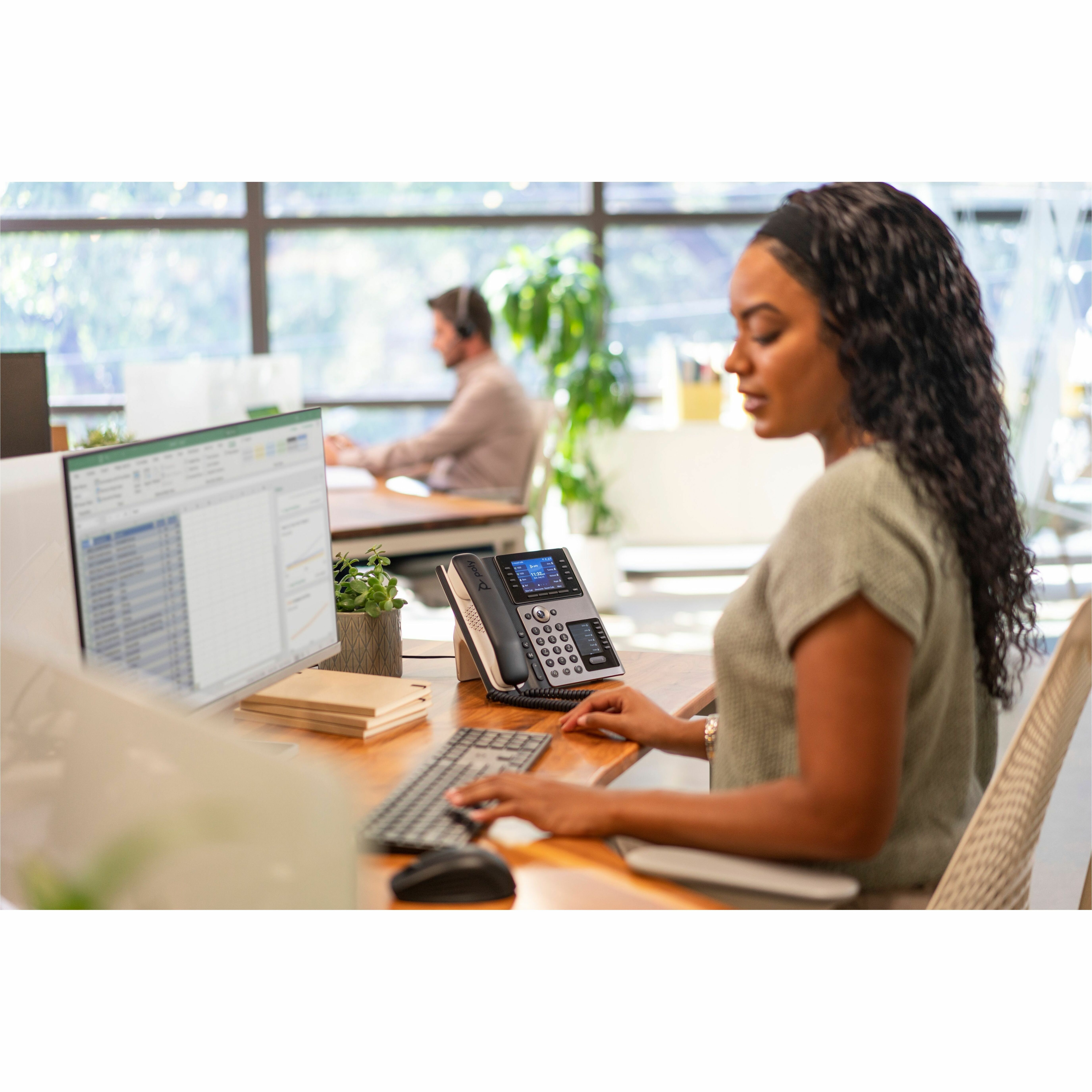 Poly Edge E450 IP Phone - Corded - Corded/Cordless - Bluetooth, NFC, Wi-Fi - 3 Multiple Conferencing - Desktop, Wall Mountable - White, Midnight Blue - VoIP - 3.5" LCD - IEEE 802.11a/b/g/n/ac - 2 x Network (RJ-45) - PoE Ports — alternate image11