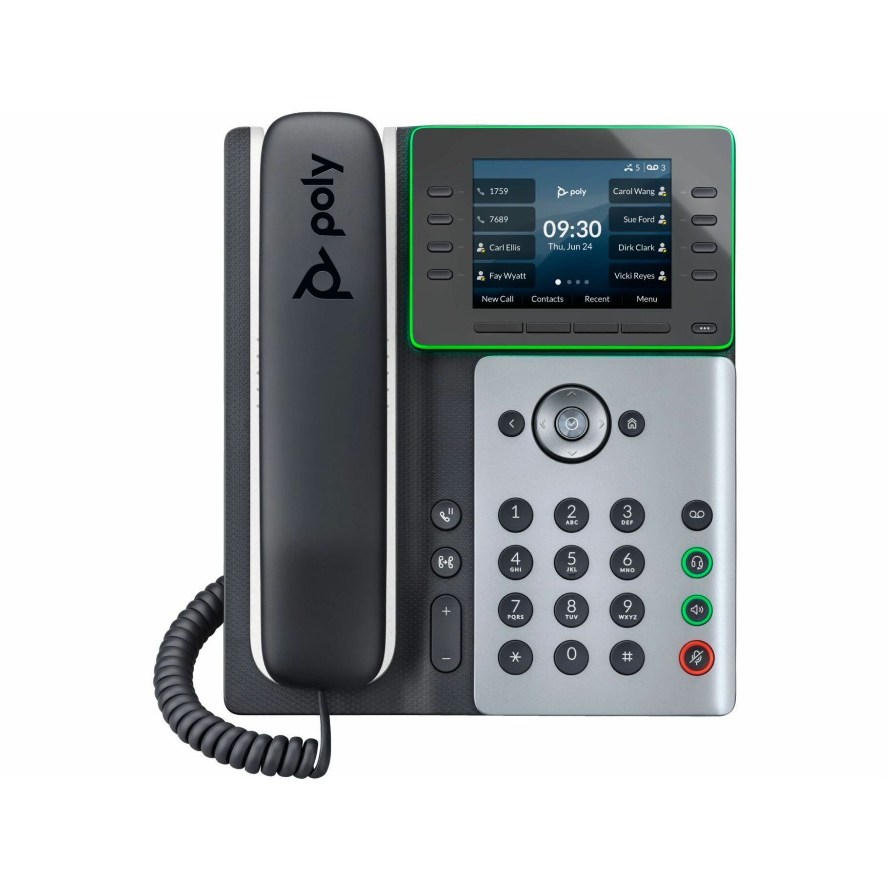Poly Edge E300 IP Phone - Corded - Corded - Desktop, Wall Mountable - Black - VoIP - 2 x Network (RJ-45) - PoE Ports