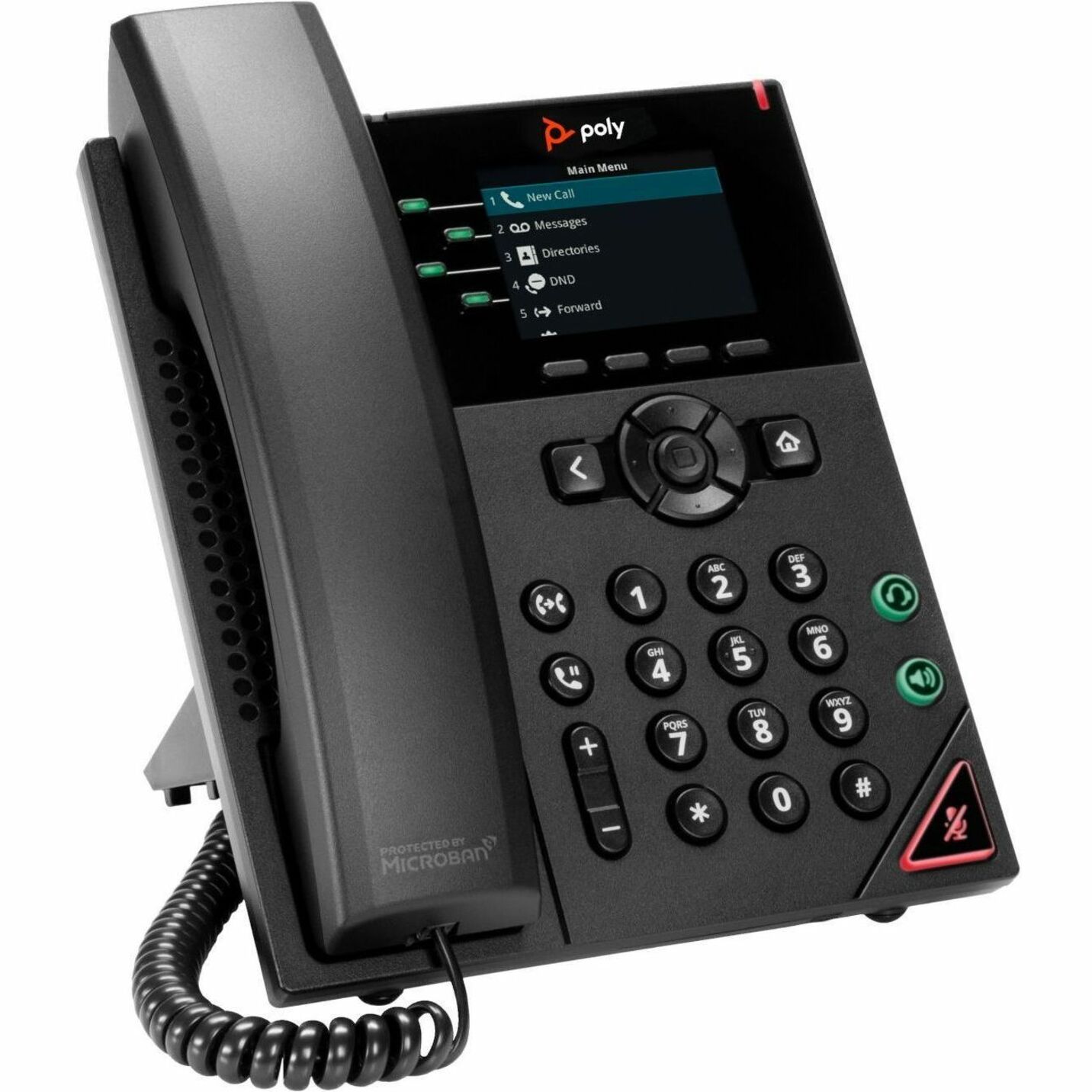 Poly VVX 250 IP Phone - Corded - Corded - Desktop, Wall Mountable - Black - VoIP - 2 x Network (RJ-45) - PoE Ports — alternate image2
