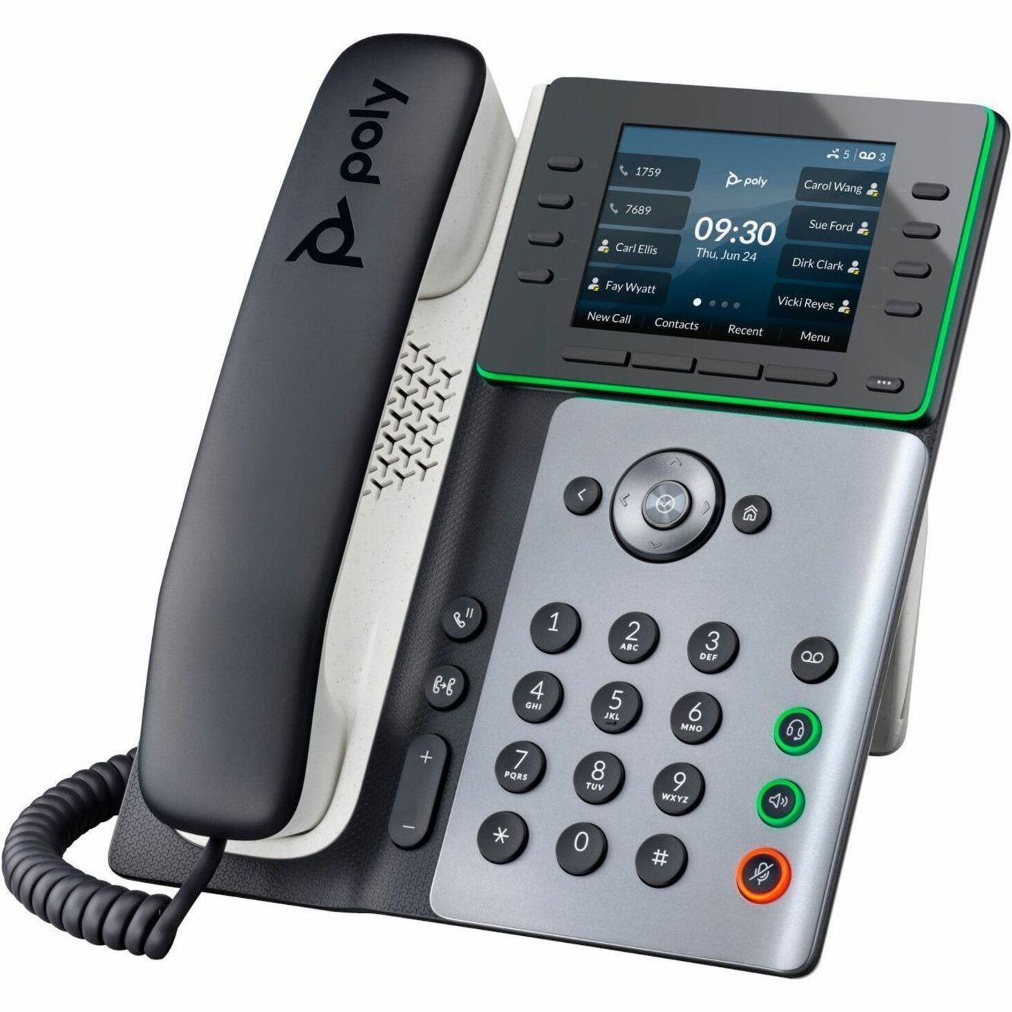 Poly Edge E300 IP Phone - Corded - Corded - Desktop - Black - TAA Compliant - VoIP - 2 x Network (RJ-45) - PoE Ports — alternate image2
