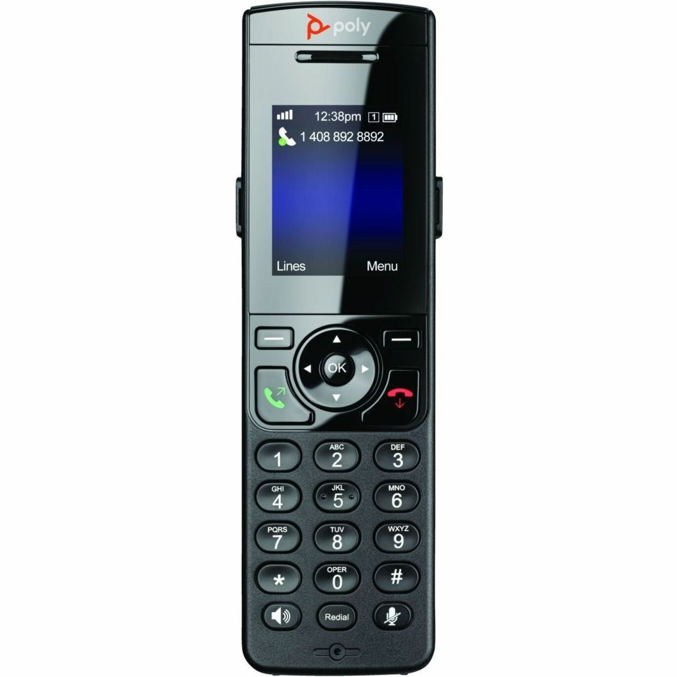 Poly VVX D230 DECT Phone Handset and Charging Cradle with Power Supply - Cordless - DECT - 8 x Total Number of Phone Lines - 2" Screen Size - Audio - Headset Port - 10 Hour Battery Talk Time - Black — alternate image2