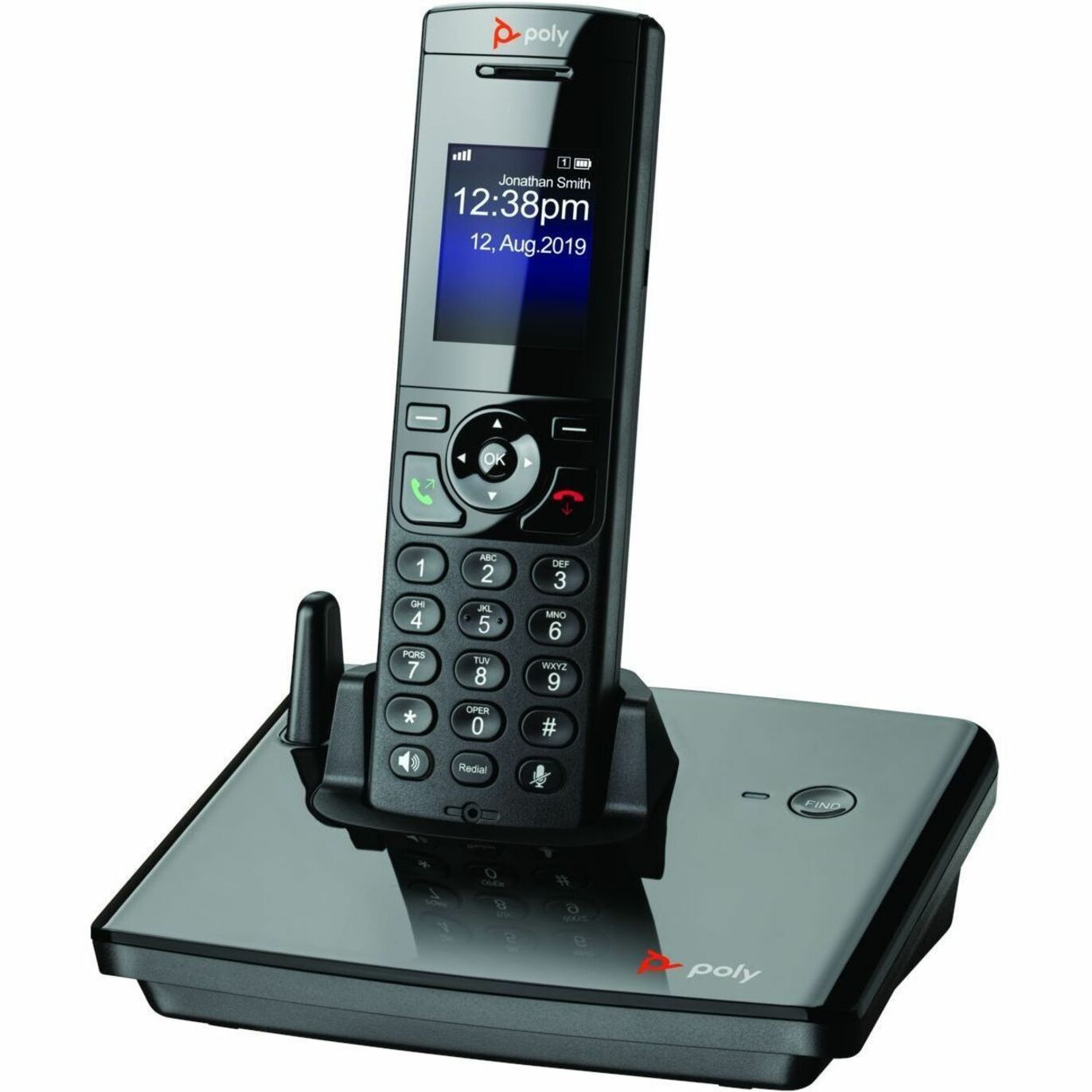 Poly VVX D230 DECT Phone Handset and Charging Cradle with Power Supply - Cordless - DECT - 8 x Total Number of Phone Lines - 2" Screen Size - Audio - Headset Port - 10 Hour Battery Talk Time - Black — alternate image4