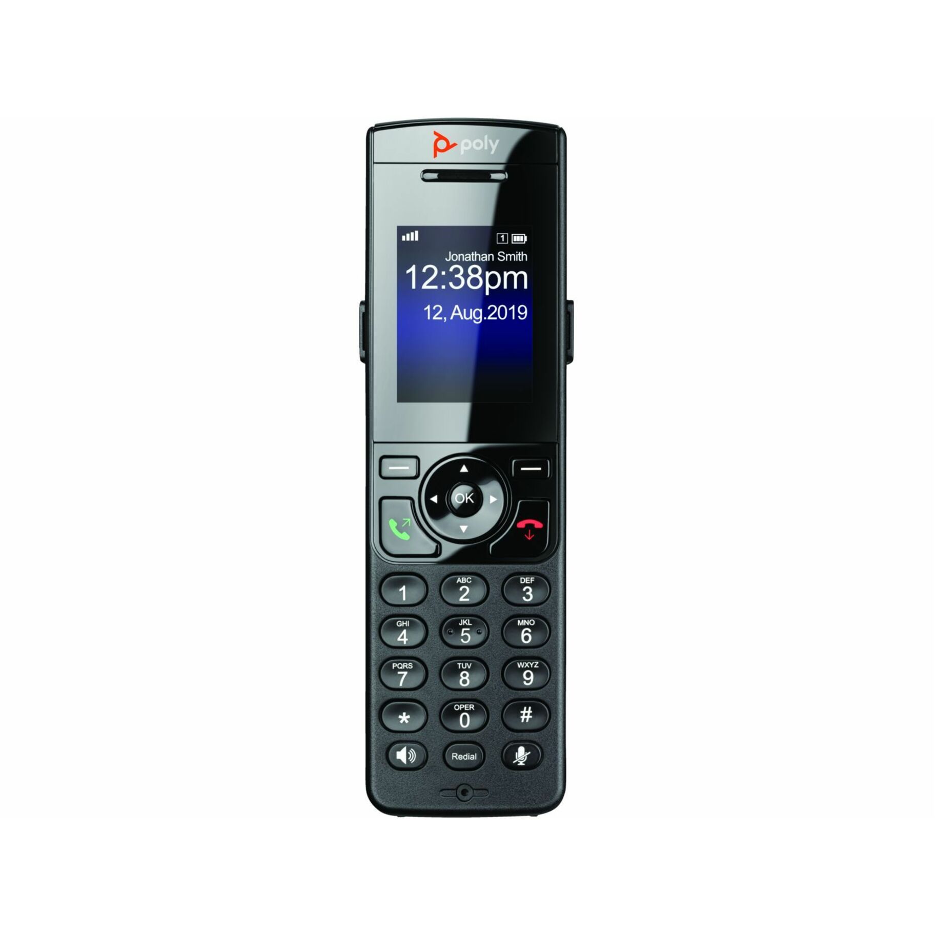 Poly VVX D230 DECT Phone Handset and Charging Cradle with Power Supply - Cordless - DECT - 8 x Total Number of Phone Lines - 2" Screen Size - Audio - Headset Port - 10 Hour Battery Talk Time - Black