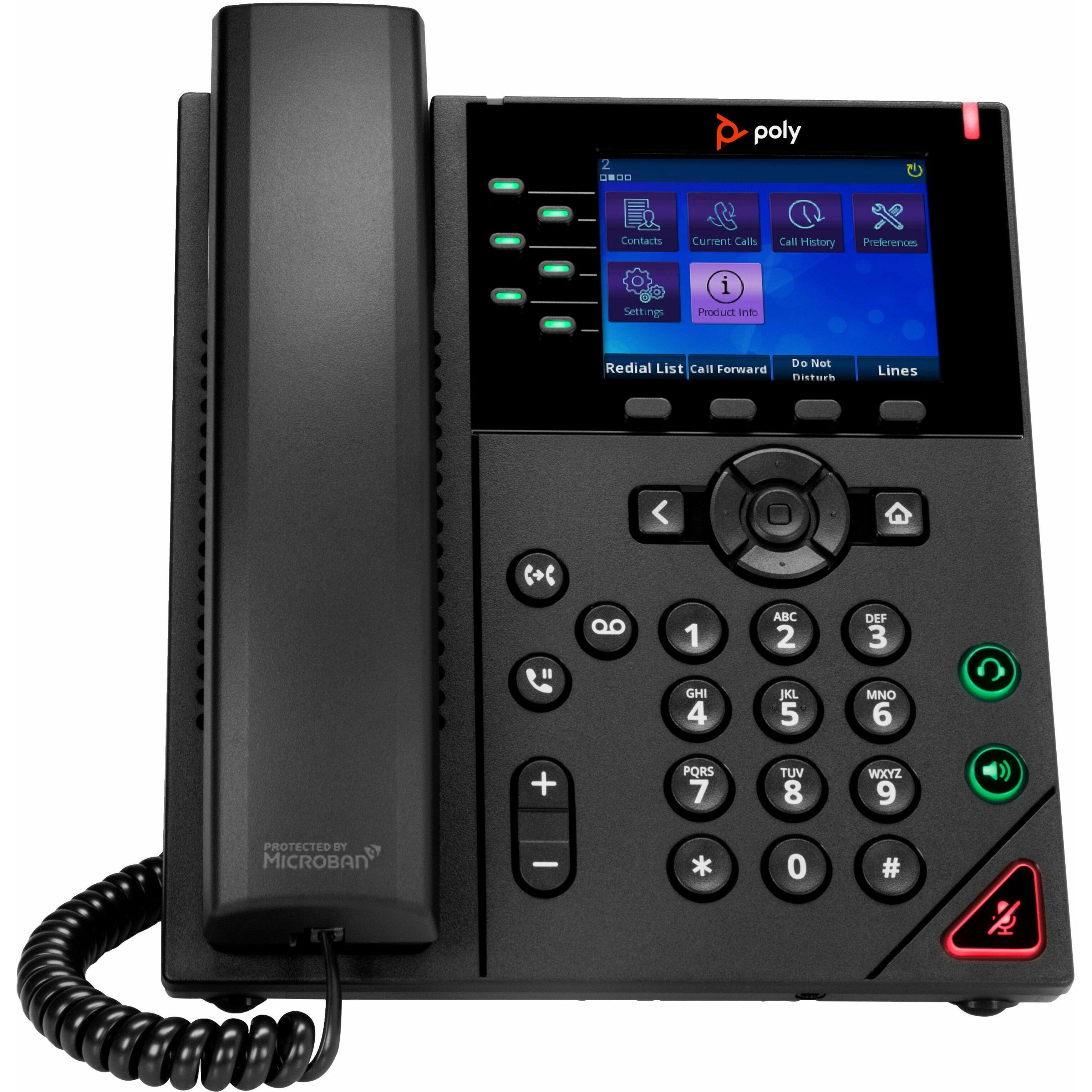 Poly OBi VVX 350 IP Phone - Corded - Corded - Desktop, Wall Mountable - Black - VoIP - 2 x Network (RJ-45) - PoE Ports