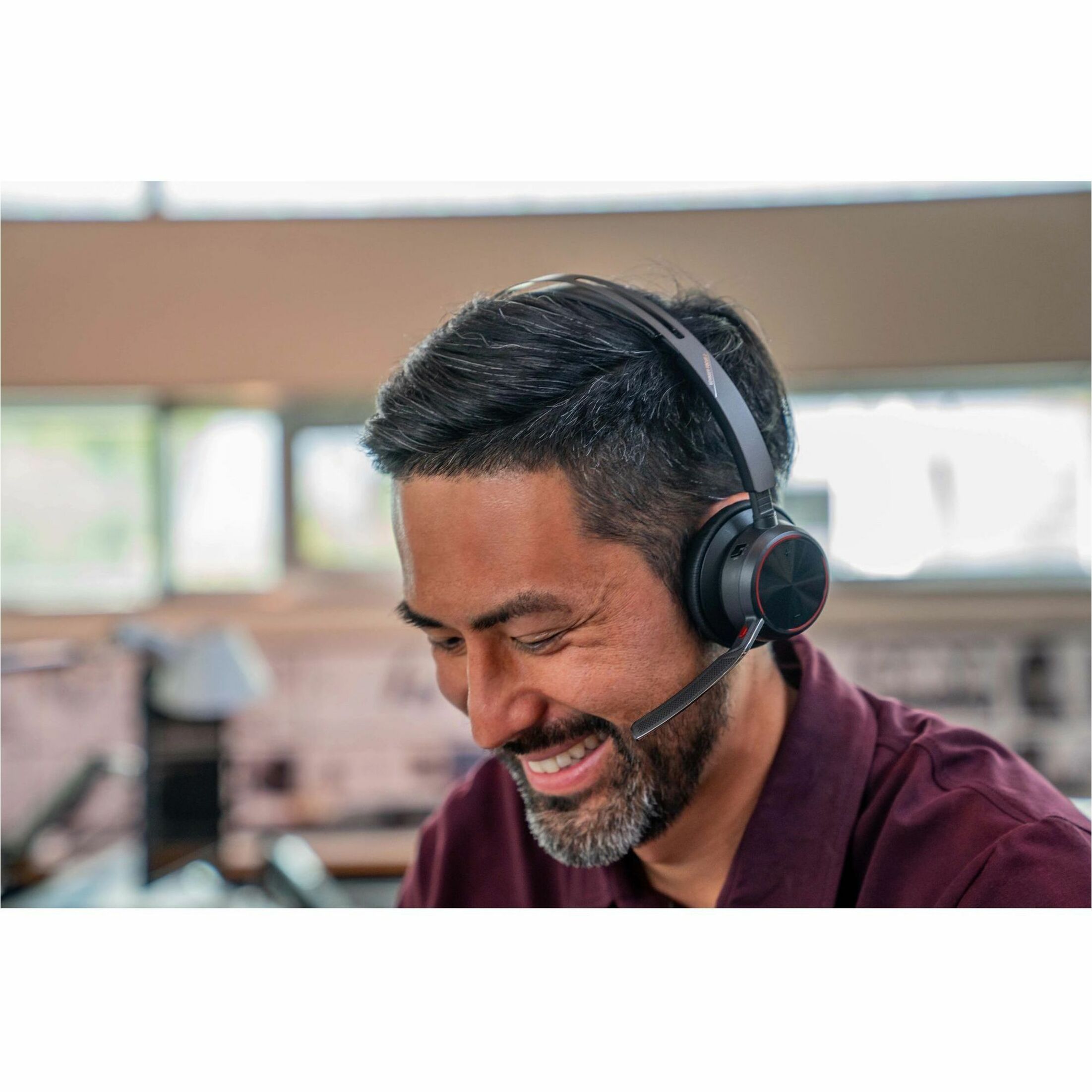 Poly Poly Voyager Focus 2 USB-A Headset TAA - Google Assistant, Siri - Stereo - USB Type A - Wired/Wireless - Bluetooth - 164 ft - On-ear - Binaural - Ear-cup - MEMS Technology, Electret Condenser, Noise Cancelling Microphone - Noise Canceling - Black - TAA Compliant — alternate image5