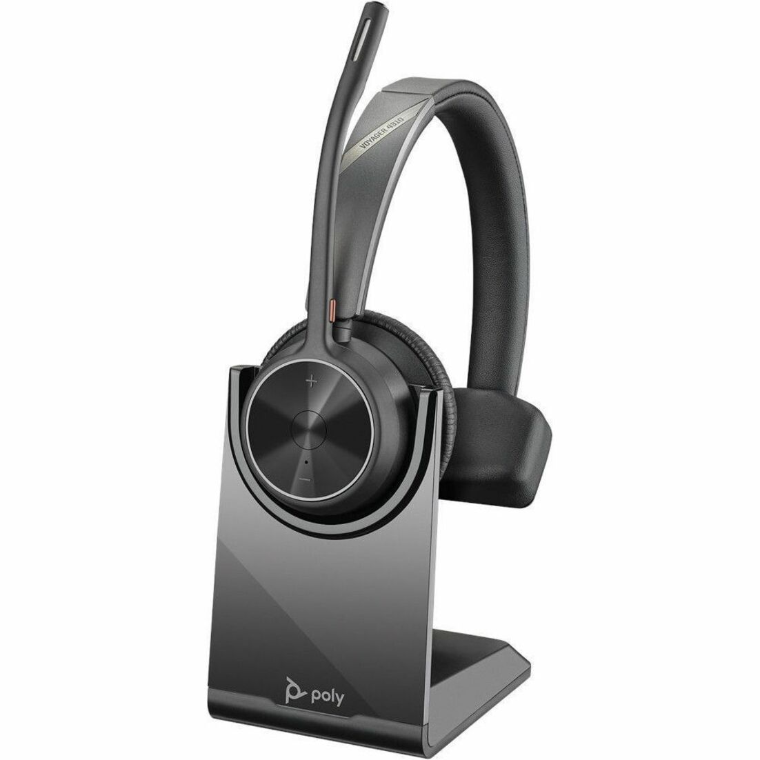 Poly Voyager 4320 USB-C Headset +BT700 dongle TAA - Microsoft Teams Certification - Siri, Google Assistant - Stereo - USB Type C - Wired/Wireless - Bluetooth - 164 ft - 20 Hz to 20 kHz - Over-the-head - Binaural - Ear-cup - 4.92 ft Cable - Noise Cancelling, MEMS Technology, Directional, Electret Condenser Microphone - Noise Canceling - Black - TAA Compliant — right