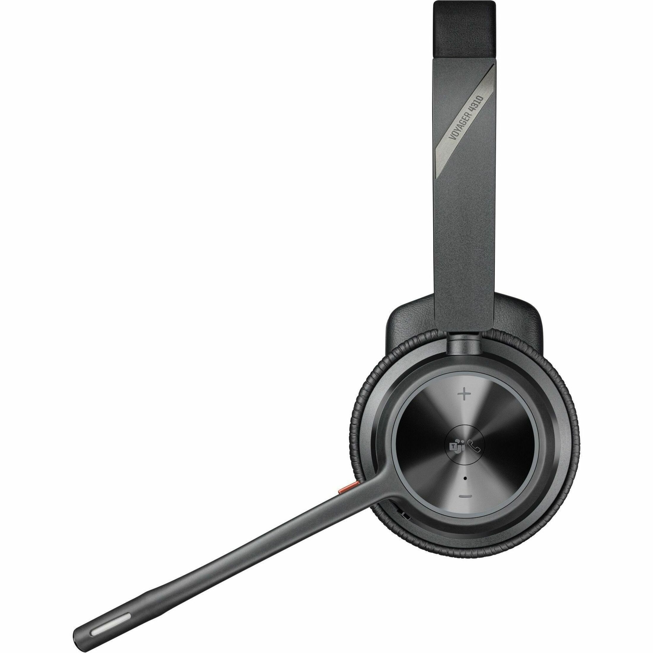 Poly Voyager 4310 USB-C Headset +BT700 dongle TAA - Siri, Google Assistant - Mono - USB Type C - Wired/Wireless - Bluetooth - 164 ft - 20 Hz to 20 kHz - On-ear, Over-the-head - Monaural - Ear-cup - 5 ft Cable - MEMS Technology, Electret Condenser, Noise Cancelling Microphone - Noise Canceling - Black - TAA Compliant — alternate image2
