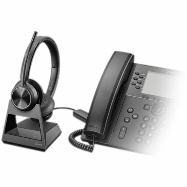 Poly Savi 7300 Office 7320 Headset - Stereo - Wireless - DECT 6.0 - 590 ft - 20 Hz to 20 kHz - Over-the-head - Binaural - Ear-cup - Noise Cancelling Microphone — alternate image1