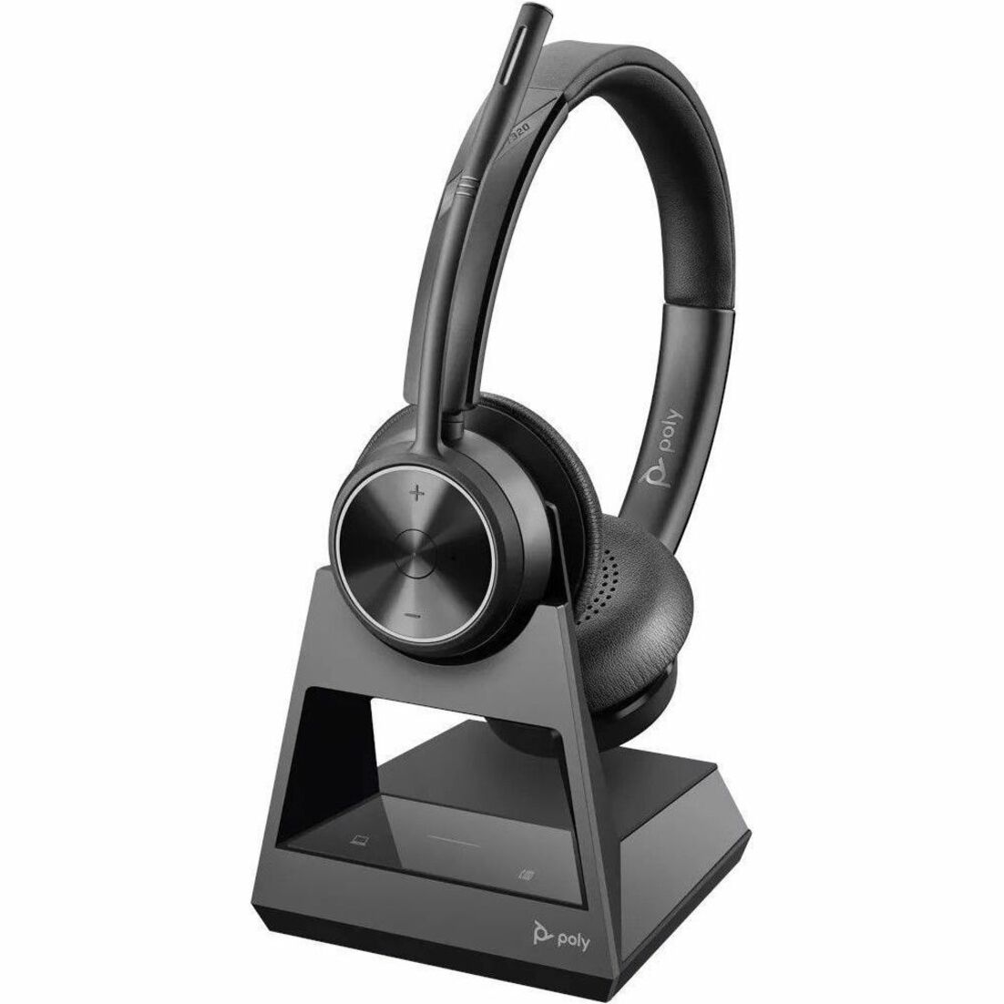 Poly Savi 7300 Office 7320 Headset - Stereo - Wireless - DECT 6.0 - 590 ft - 20 Hz to 20 kHz - Over-the-head - Binaural - Ear-cup - Noise Cancelling Microphone — rightmaximum