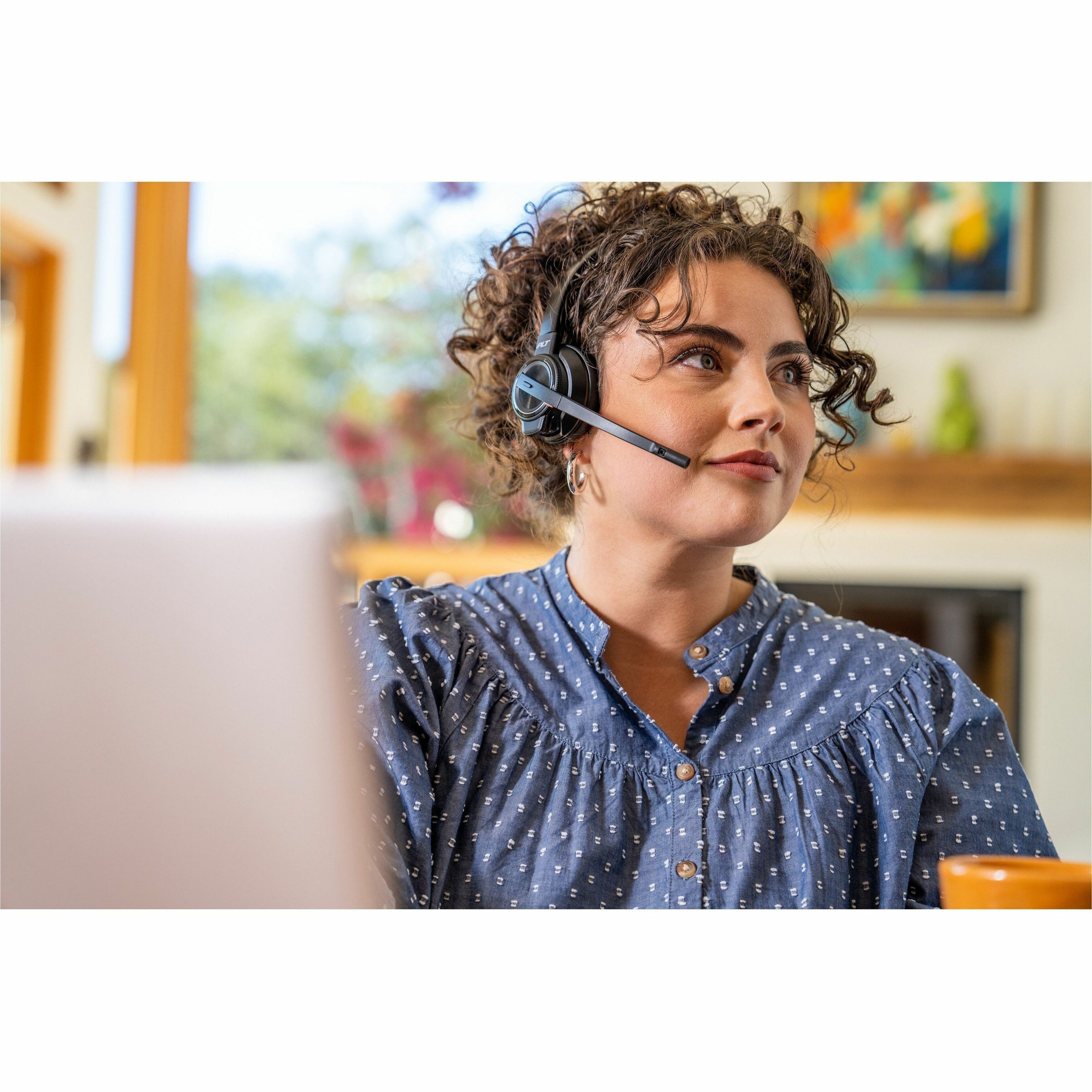 Poly Savi 8210-M Office DECT 1920-1930 MHz Single Ear Headset TAA - Mono - Wireless - DECT - 590.6 ft - Over-the-head - Monaural - Ear-cup - Noise Cancelling Microphone — alternate image4