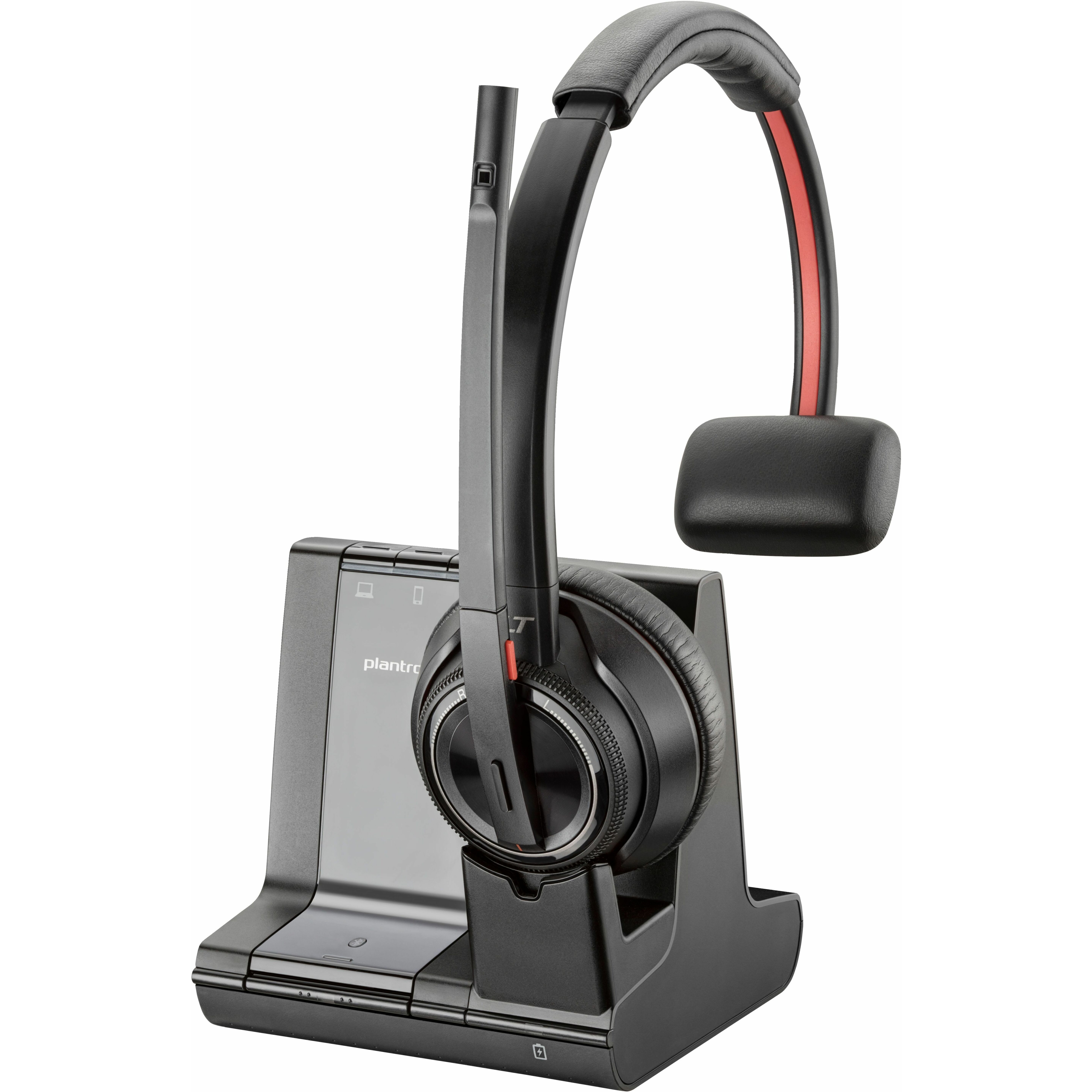 Poly Savi 8210-M Office DECT 1920-1930 MHz Single Ear Headset TAA - Mono - Wireless - DECT - 590.6 ft - Over-the-head - Monaural - Ear-cup - Noise Cancelling Microphone