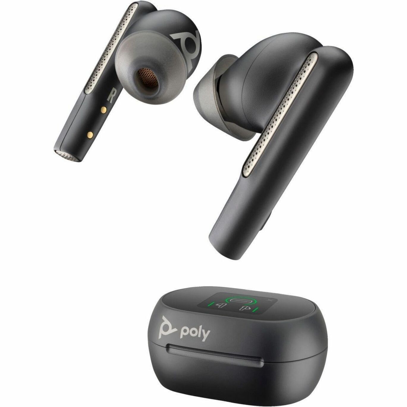 Poly Voyager Free 60+ UC Earset - Google Assistant, Siri - Stereo - True Wireless - Bluetooth - 98.4 ft - 20 Hz to 20 kHz - Earbud - Binaural - In-ear - Noise Cancelling Microphone - Carbon Black — alternate image1