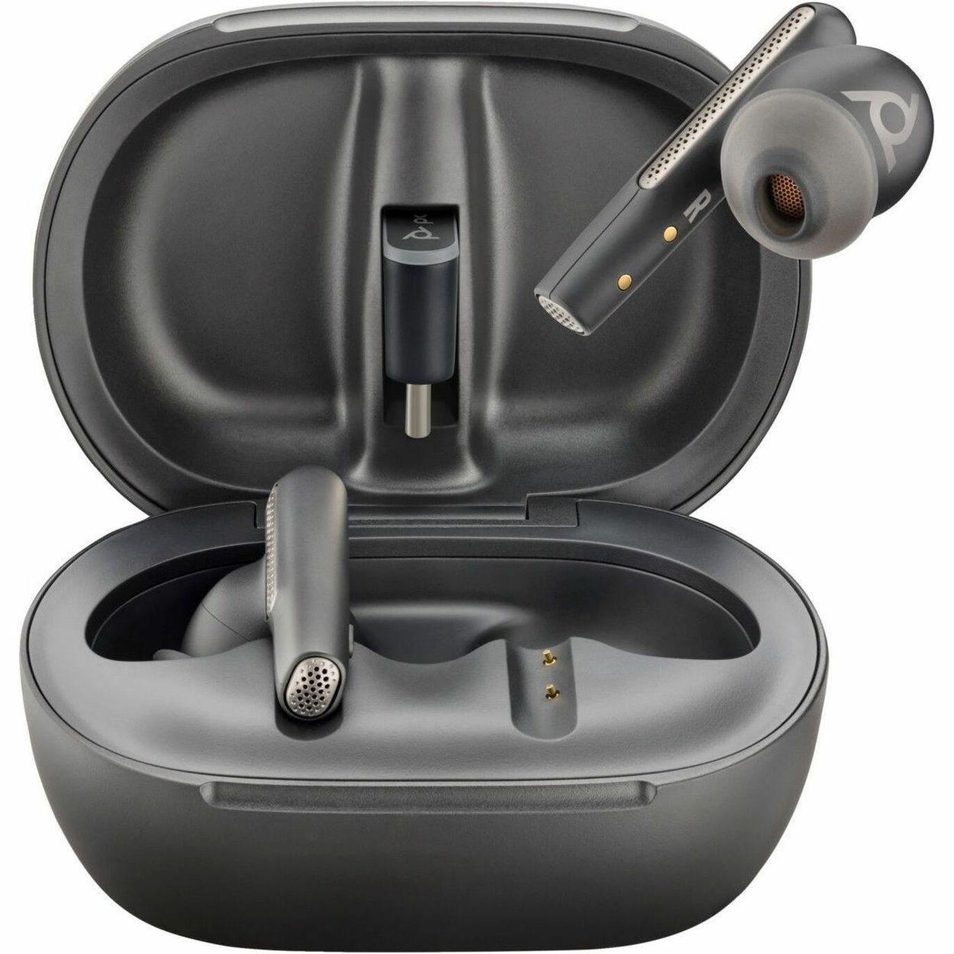Poly Voyager Free 60+ UC Earset - Google Assistant, Siri - Stereo - True Wireless - Bluetooth - 98.4 ft - 20 Hz to 20 kHz - Earbud - Binaural - In-ear - Noise Cancelling Microphone - Carbon Black — alternate image2