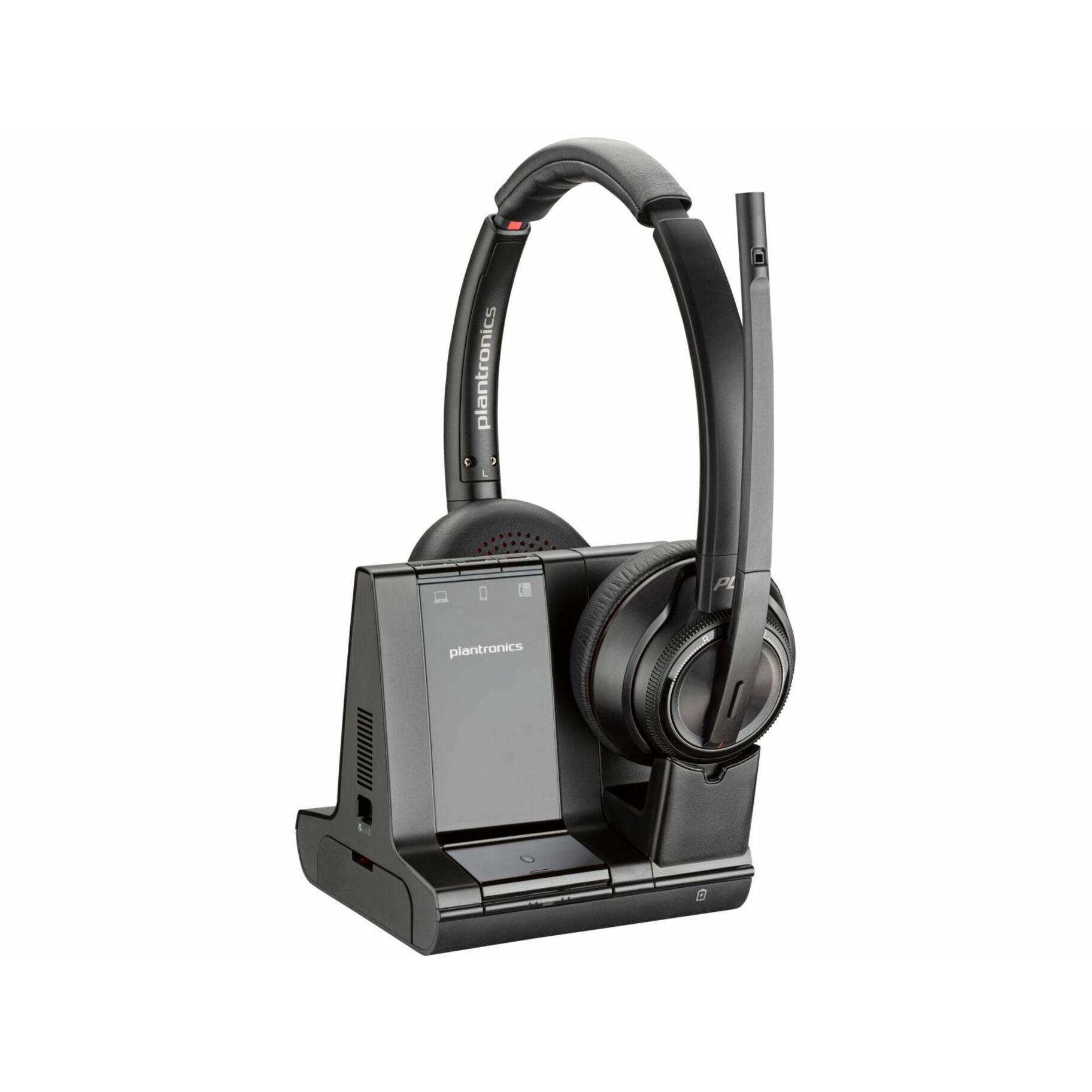 Poly Savi 8220-M Office Stereo DECT 1920-1930 MHz Headset TAA - Microsoft Teams Certification - Stereo - USB Type A - Wireless - Bluetooth/DECT - 590.6 ft - 32 Ohm - 20 Hz to 20 kHz - Over-the-head, On-ear - Binaural - Supra-aural - Noise Cancelling Microphone - Black - TAA Compliant