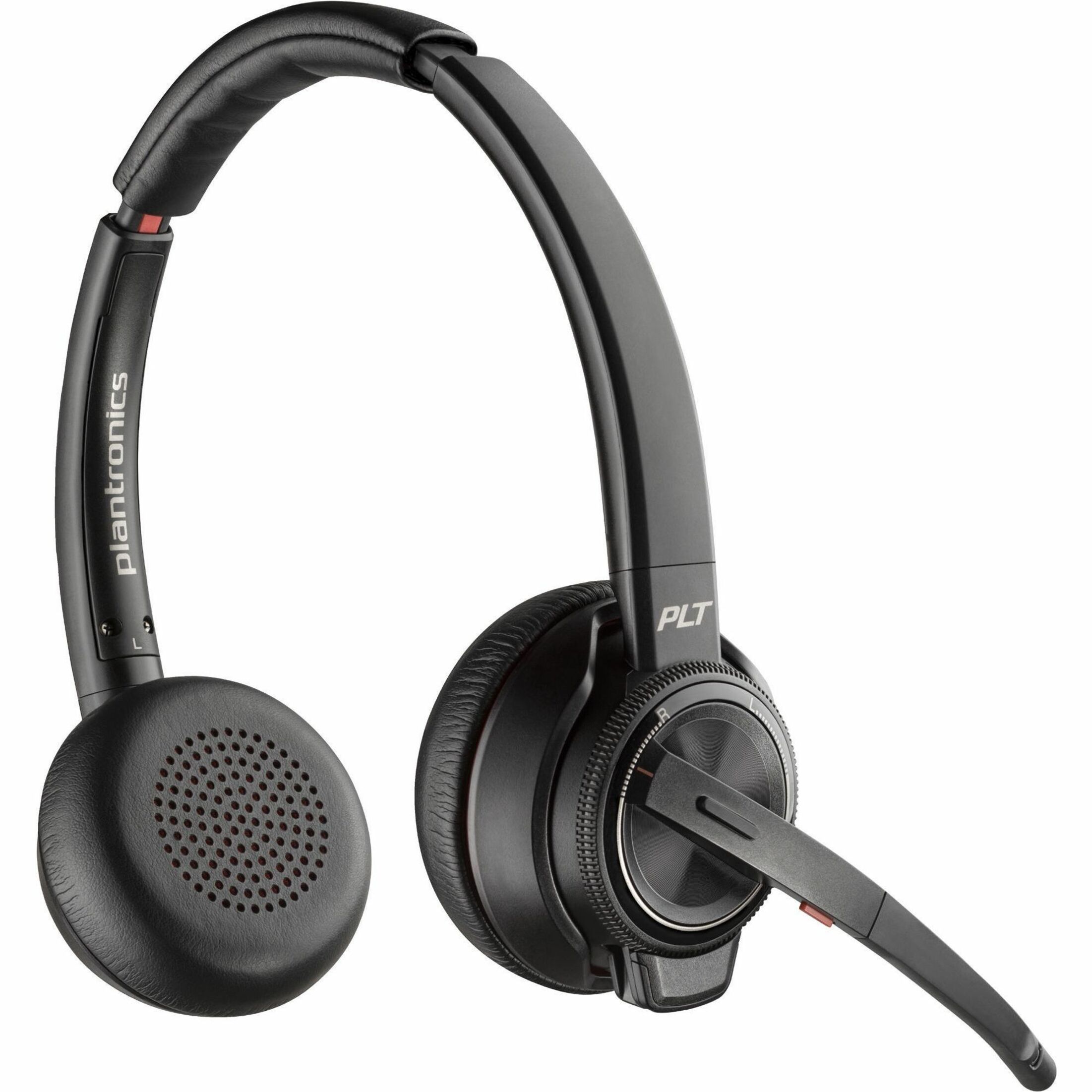 Poly Savi 8220-M Office Stereo DECT 1920-1930 MHz Headset TAA - Microsoft Teams Certification - Stereo - USB Type A - Wireless - Bluetooth/DECT - 590.6 ft - 32 Ohm - 20 Hz to 20 kHz - Over-the-head, On-ear - Binaural - Supra-aural - Noise Cancelling Microphone - Black - TAA Compliant — rearmaximum