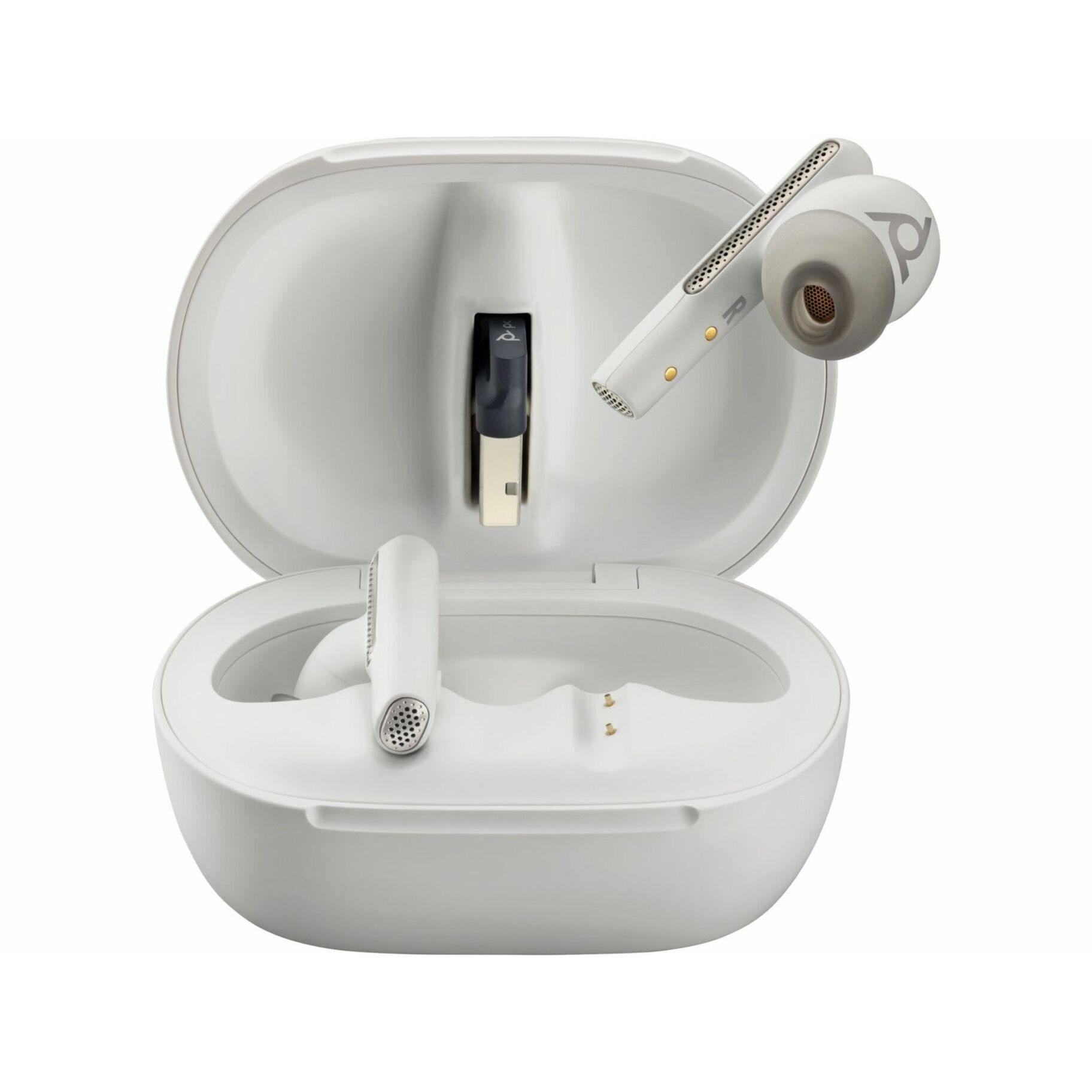 Poly Voyager Free 60+UC Earset - Microsoft Teams Certification - Siri, Google Assistant - Stereo - Mini-phone (3.5mm) - Wireless - Bluetooth - 98.4 ft - 20 Hz to 20 kHz - Earbud - Binaural - In-ear - White Sand