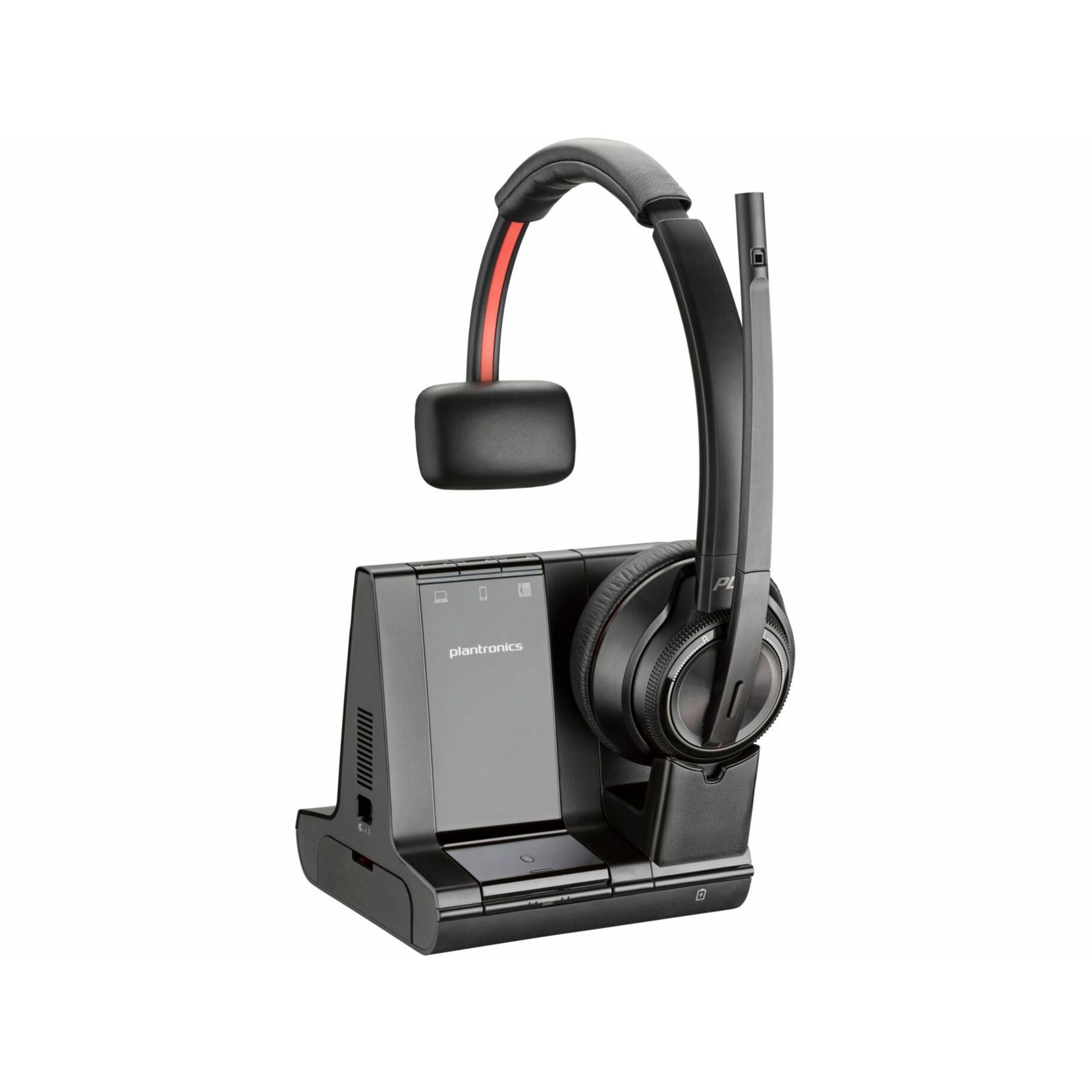 Poly Savi 8210 Office DECT 1920-1930 MHz Single Ear Headset - Monaural - Ear-cup - 180 ft - Bluetooth/DECT - 32 Ohm - 20 Hz to 20 kHz - Noise Cancelling Microphone - Charging Cradle