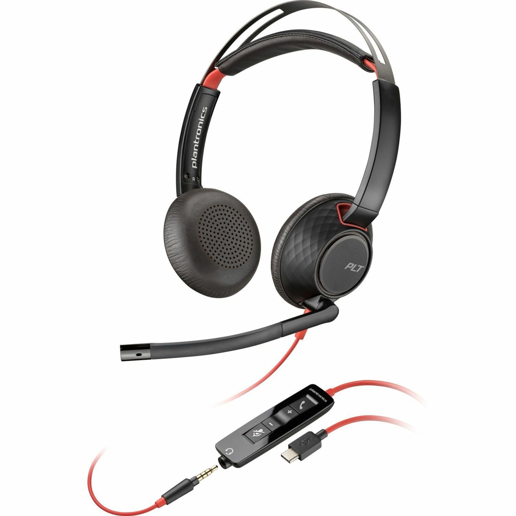 Poly Blackwire C5220 USB-C Headset + Inline Cable - Microsoft Teams Certification - Stereo - Mini-phone (3.5mm), USB Type C - Wired - 32 Ohm - 20 Hz to 20 kHz - On-ear, Over-the-head - Binaural - Supra-aural - 7.12 ft Cable - Noise Cancelling Microphone - Noise Canceling - Black