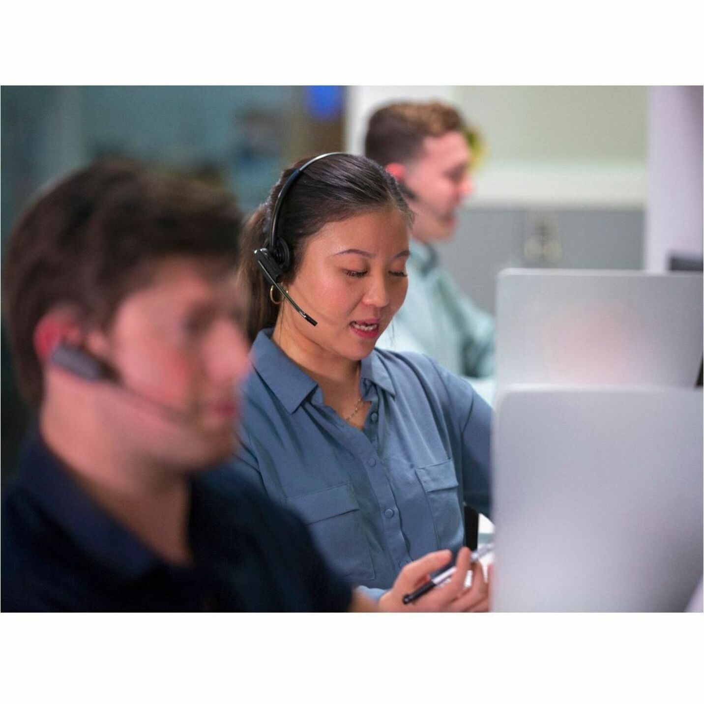 Poly Voyager 4245 Office Headset - Microsoft Teams Certification - Alexa - Mono - Wireless - Bluetooth - 328.1 ft - 20 Hz to 20 kHz - Earbud, Over-the-ear - Monaural - In-ear - Noise Cancelling Microphone — alternate image1