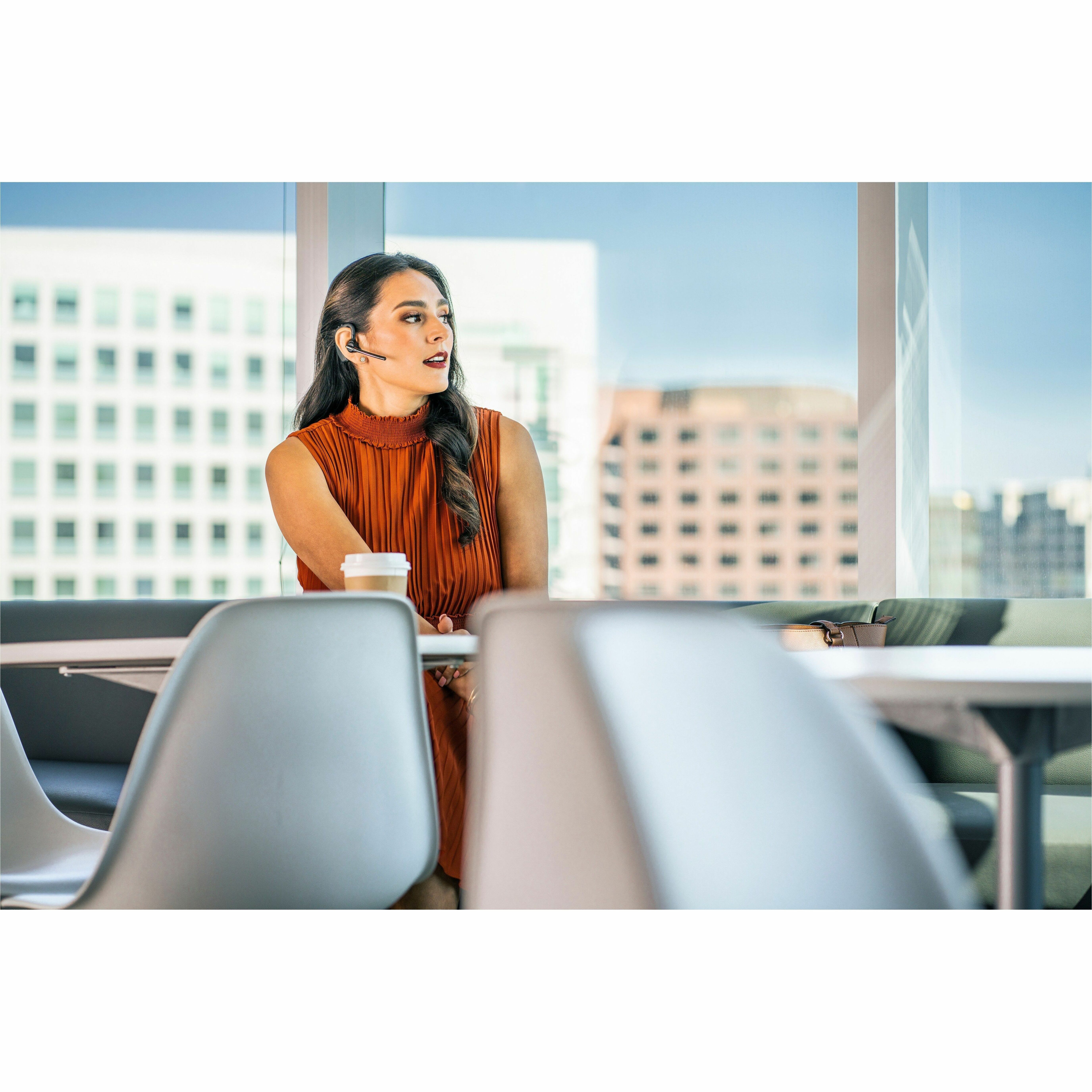 Poly Voyager 5200-M Office Headset +USB-C to Micro USB Cable TAA - Microsoft Teams Certification - Google Assistant, Siri - Mono - USB Type C, RJ-11 - Wireless - Bluetooth - 246.1 ft - 32 Ohm - 100 Hz to 20 kHz - On-ear - Monaural - In-ear - 7.10 ft Cable - Omni-directional, Directional, MEMS Technology, Noise Cancelling Microphone - Noise Canceling - Black - TAA Compliant — alternate image4