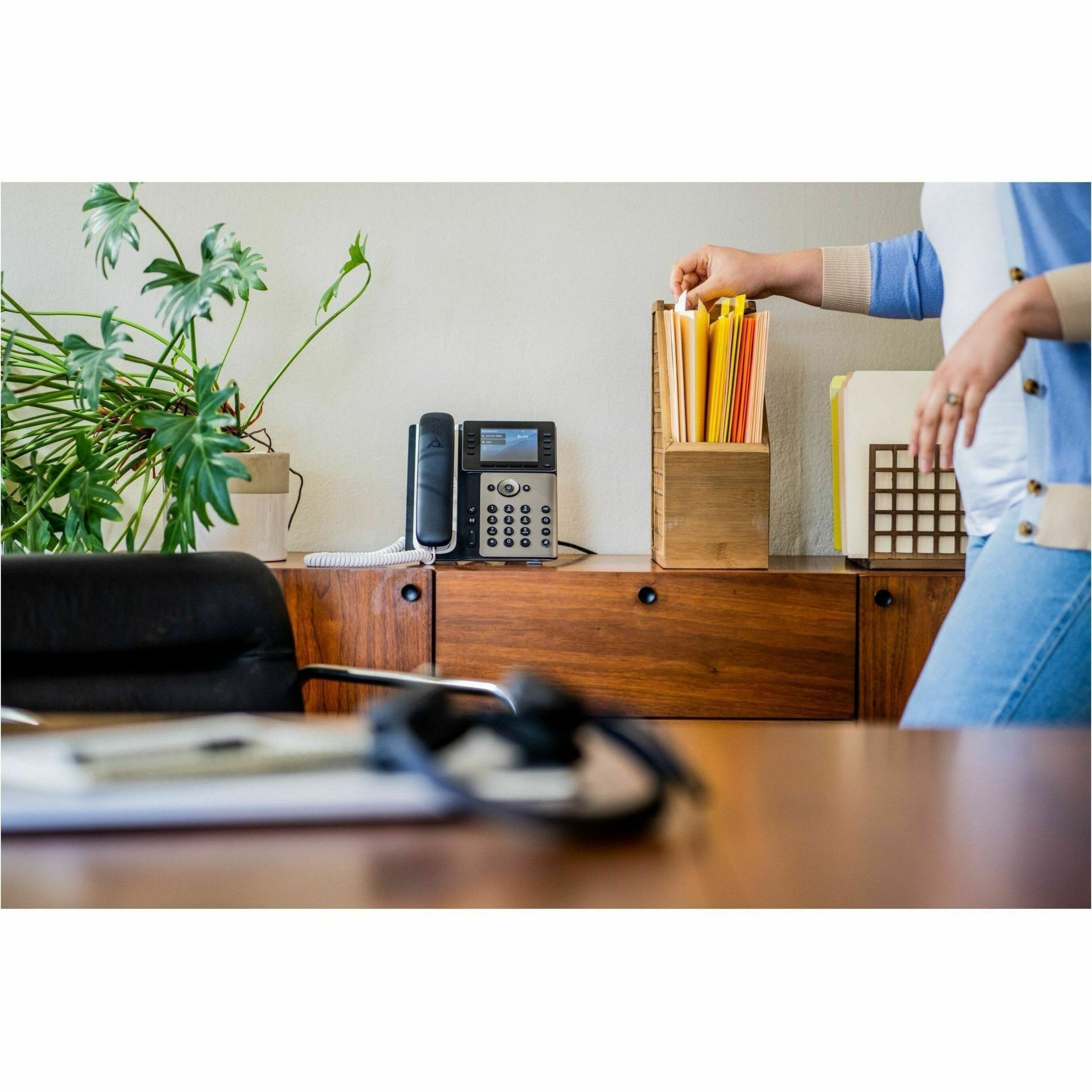 Poly Edge E320 IP Phone - Corded - Corded/Cordless - Bluetooth, NFC - 3 Multiple Conferencing - Desktop, Wall Mountable - White, Midnight Blue - VoIP - 3.5" LCD - 2 x Network (RJ-45) - PoE Ports — alternate image5