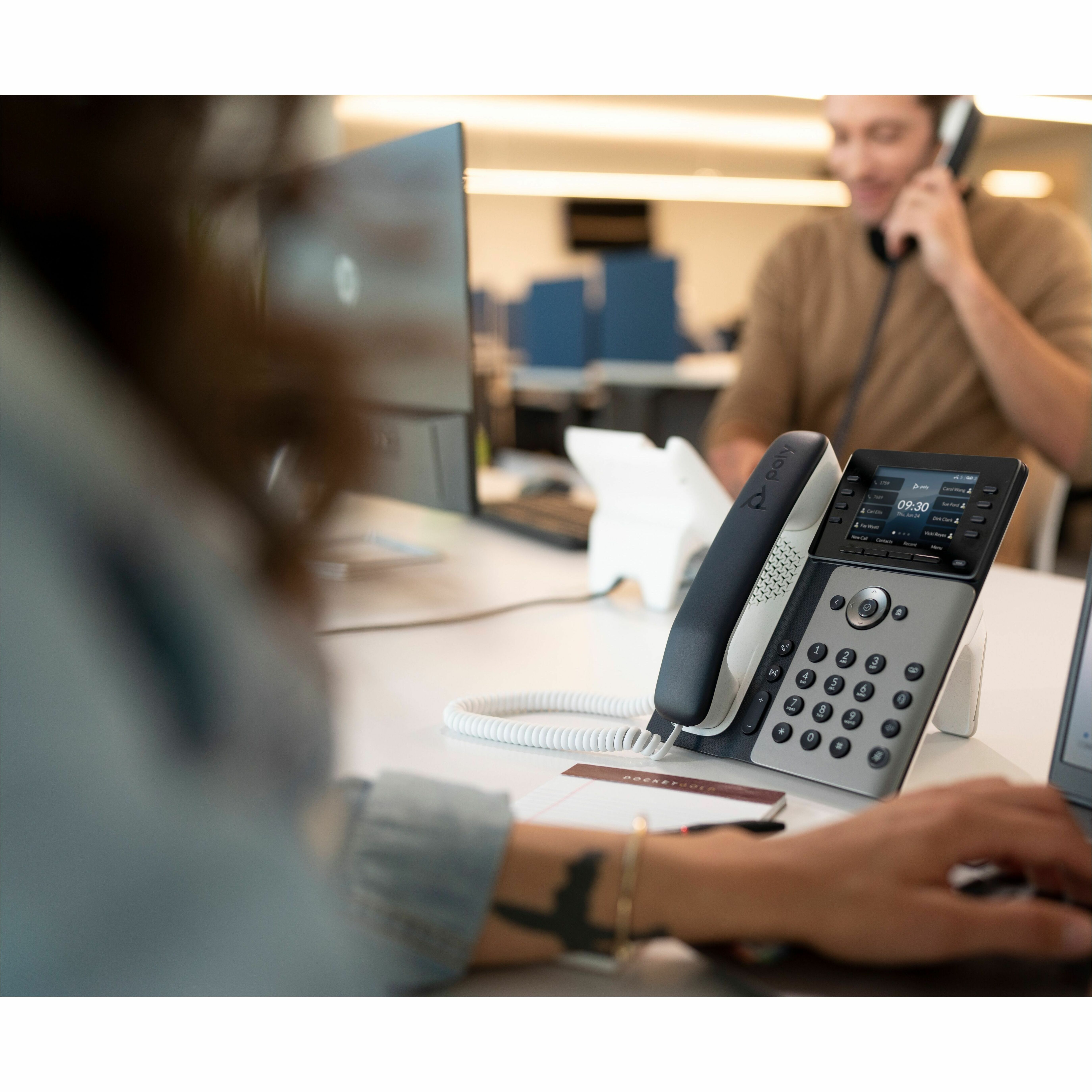 Poly Edge E320 IP Phone - Corded - Corded/Cordless - Bluetooth, NFC - 3 Multiple Conferencing - Desktop, Wall Mountable - White, Midnight Blue - VoIP - 3.5" LCD - 2 x Network (RJ-45) - PoE Ports — life style