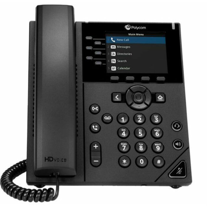 Poly VVX 350 IP Phone - Corded - Corded - Desktop - TAA Compliant - 6 x Total Line - VoIP - 2 x Network (RJ-45) - PoE Ports