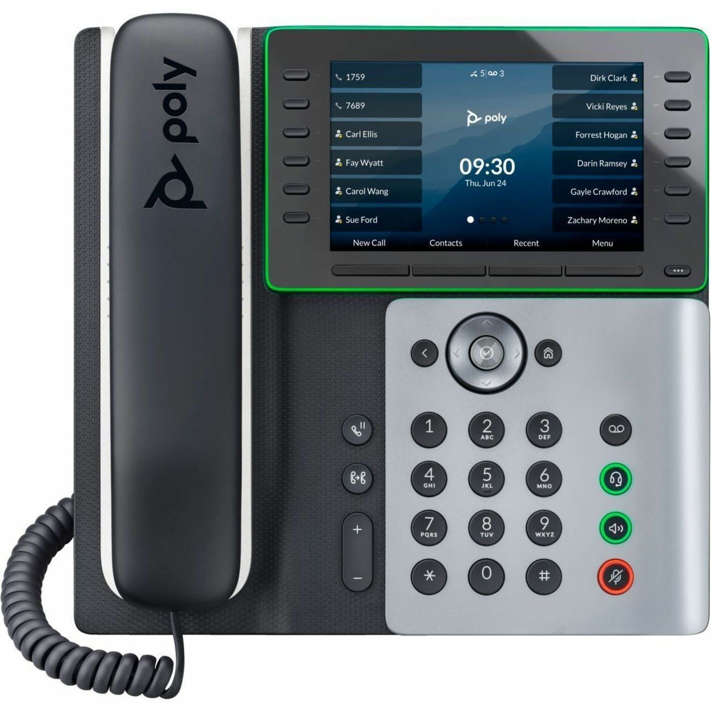 Poly Edge E550 IP Phone - Corded - Corded - NFC, Wi-Fi, Bluetooth - Desktop - VoIP - IEEE 802.11a/b/g/n - 2 x Network (RJ-45) - PoE Ports — frontmaximum