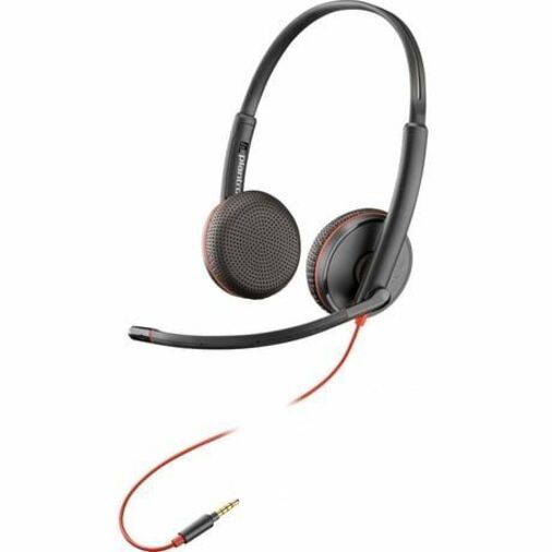 Poly Blackwire C3225 3.5mm Top - Stereo - Mini-phone (3.5mm), USB Type C - Wired - 32 Ohm - 20 Hz - 20 kHz - On-ear, Over-the-head - Binaural - Supra-aural - 7.45 ft Cable - Noise Cancelling Microphone - Noise Canceling - Black