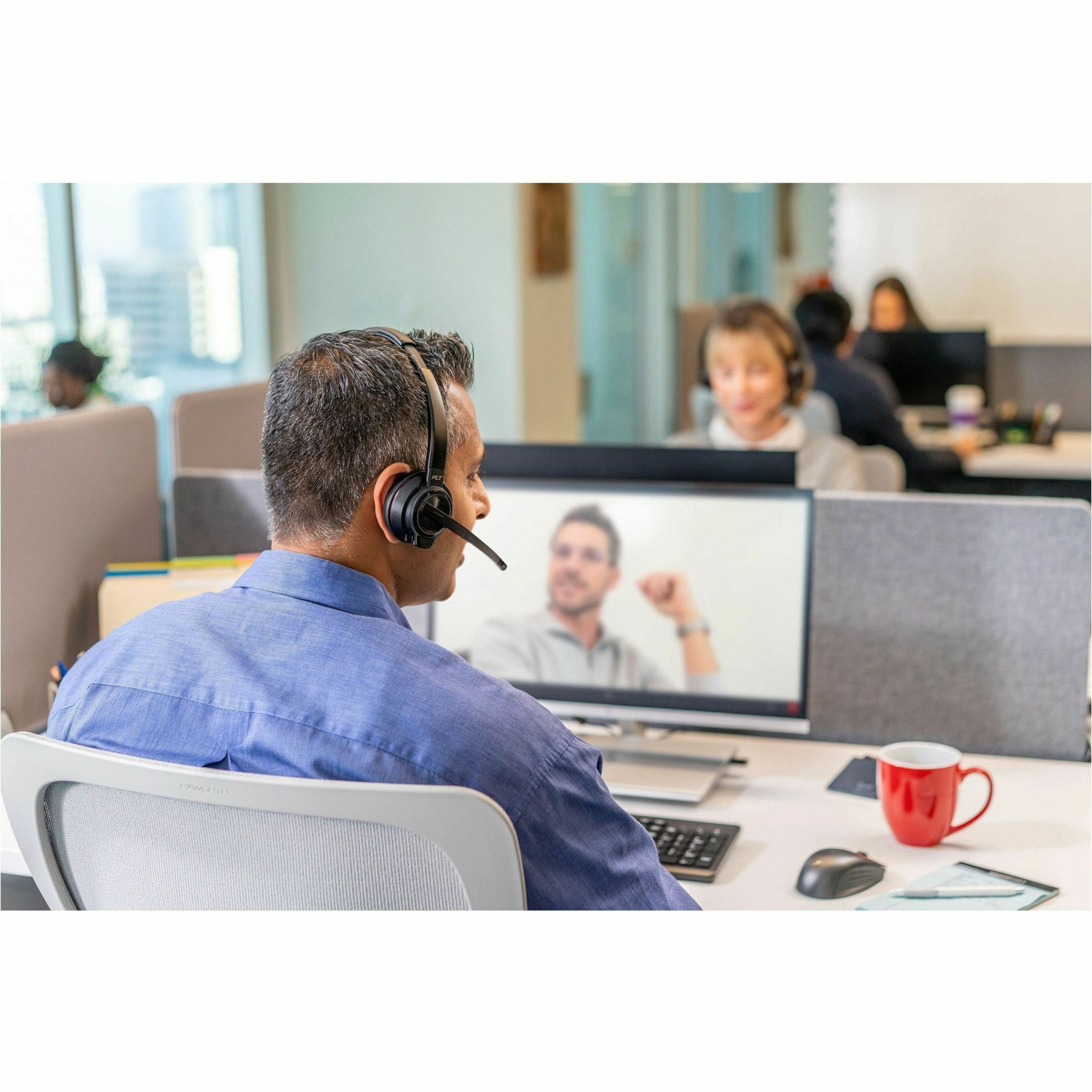 Poly Savi 8210 Office DECT 1920-1930 MHz Single Ear Headset - Mono - USB Type A, RJ-11 - Wired/Wireless - Bluetooth/DECT - 590 ft - 32 Ohm - 20 Hz to 20 kHz - On-ear, Over-the-head - Monaural - Ear-cup - Noise Cancelling Microphone - Black — alternate image4