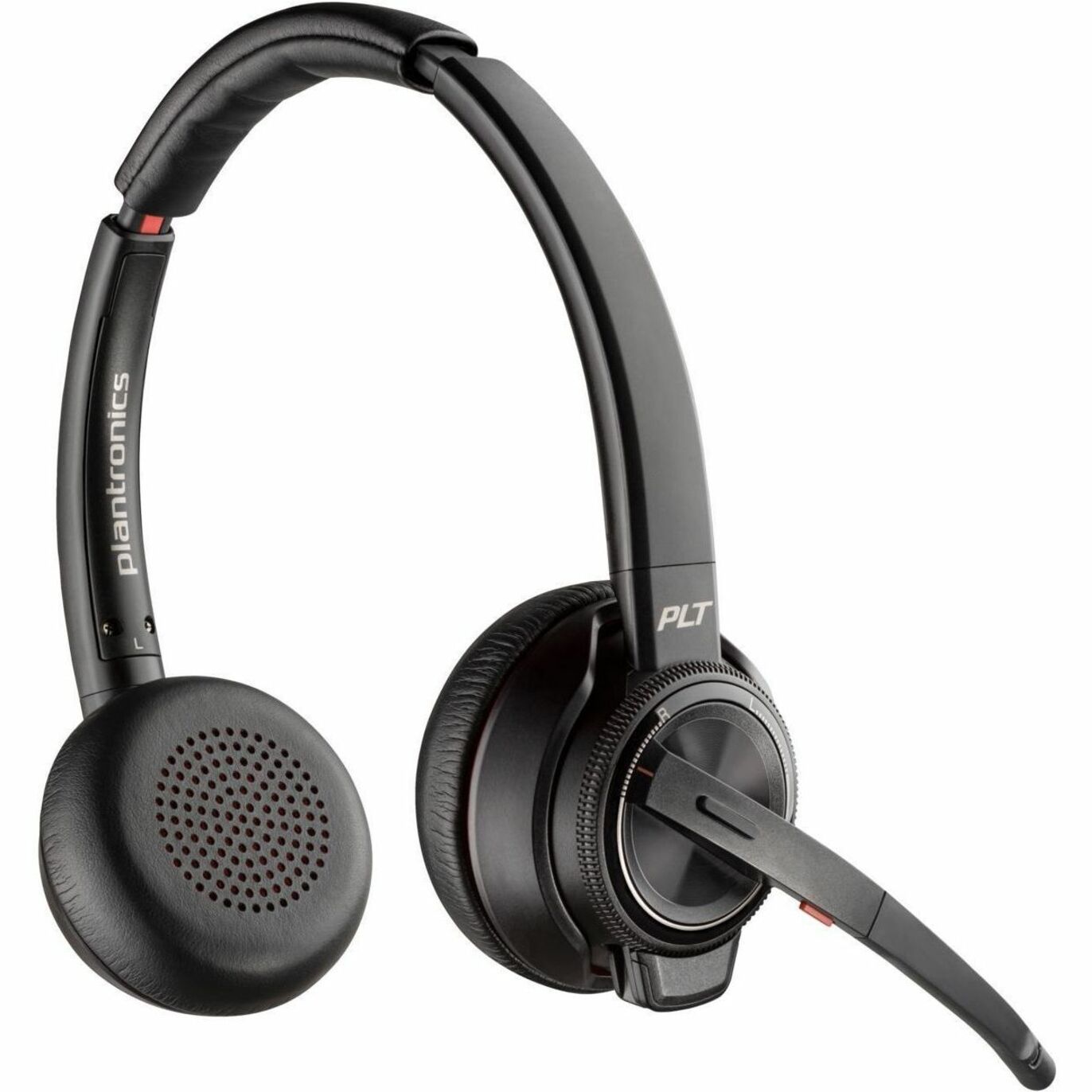 Poly Savi 8220 Office Stereo DECT 1920-1930 MHz Headset - Microsoft Teams Certification - Stereo - USB Type A, RJ-11 - Wired/Wireless - Bluetooth/DECT - 590 ft - 32 Ohm - 20 Hz to 20 kHz - On-ear, Over-the-head - Binaural - Supra-aural - Noise Cancelling Microphone - Black — rearmaximum