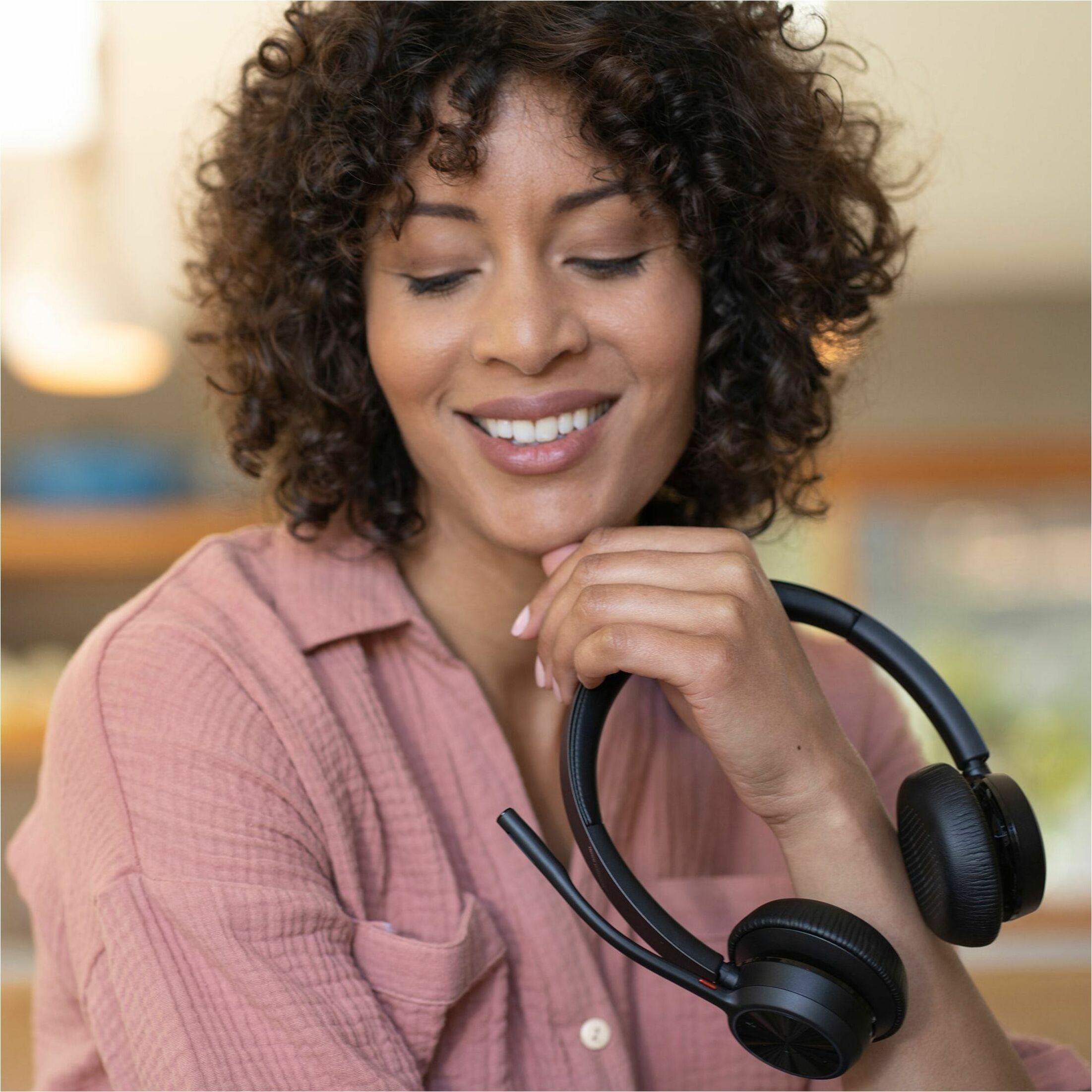 Poly Voyager 4320 USB-A Headset + BT700 Dongle - Microsoft Teams Certification - Siri, Google Assistant - Stereo - USB Type A - Wired/Wireless - Bluetooth - 298.6 ft - 20 Hz to 20 kHz - On-ear, Over-the-head - Binaural - Supra-aural - 4.92 ft Cable - MEMS Technology, Electret Condenser, Noise Cancelling Microphone - Noise Canceling - Black — alternate image5