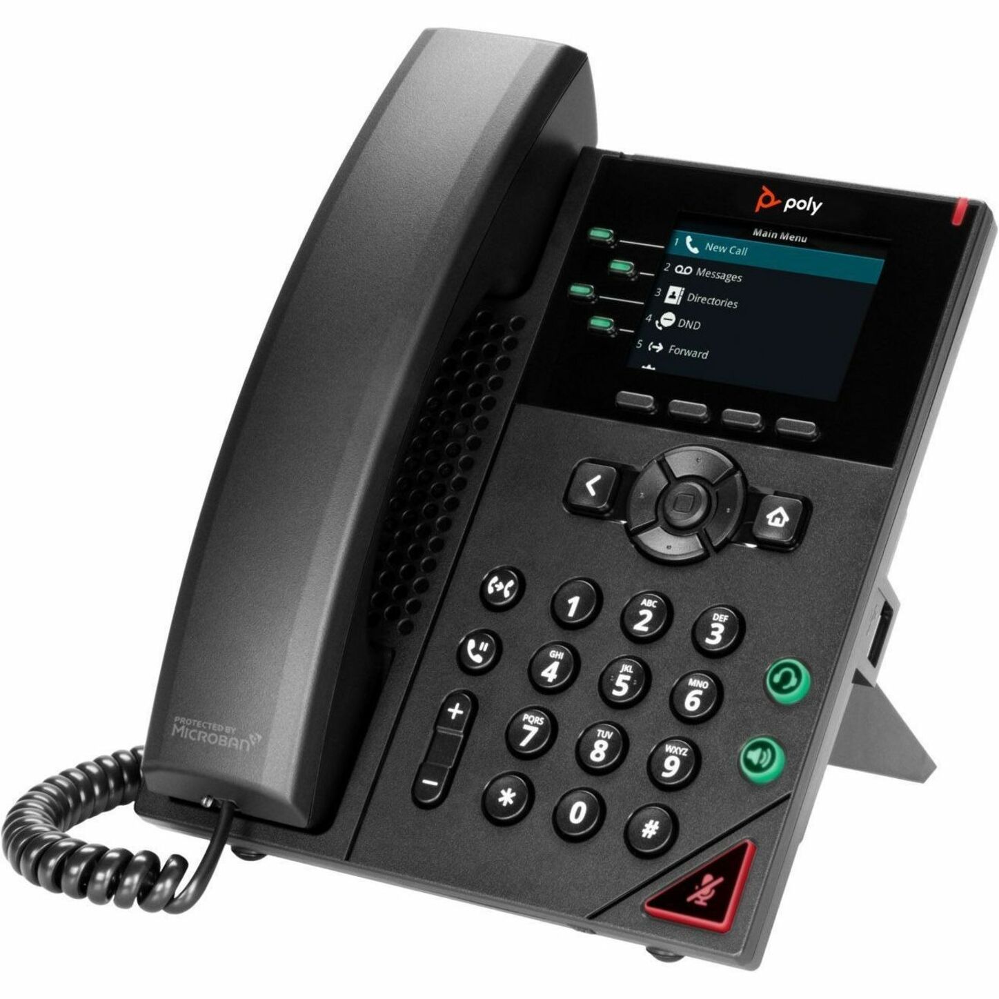 Poly VVX 250 IP Phone - Corded - Corded - Desktop, Wall Mountable - Black - VoIP - 2 x Network (RJ-45) - PoE Ports — alternate image2
