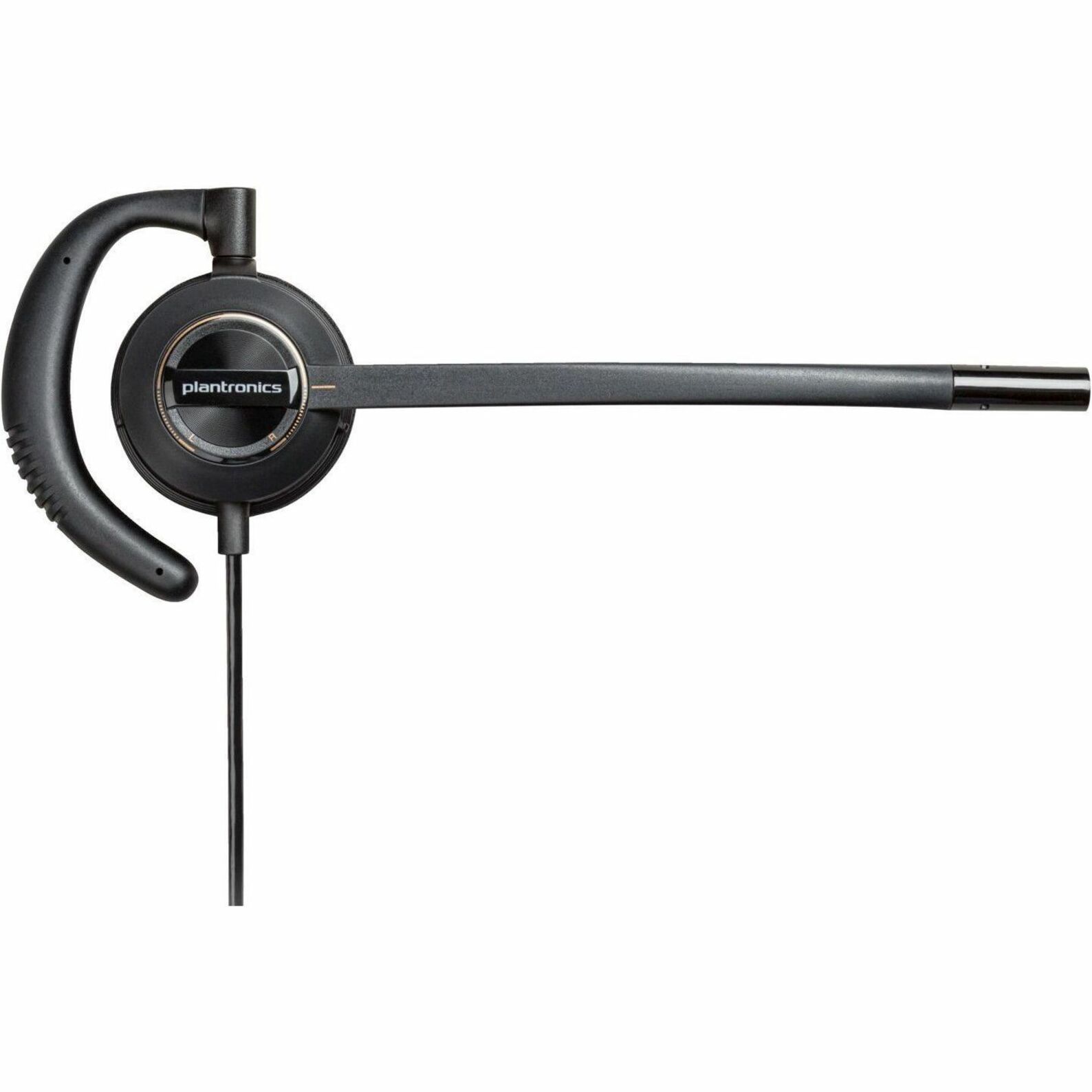 Poly EncorePro 530 with Quick Disconnect Discreet Headset TAA - Mono - Mini-phone (3.5mm) - Wired - 20 Hz to 16 kHz - On-ear - Monaural - Ear-cup - 2.92 ft Cable - Omni-directional, Noise Cancelling Microphone - Black — rearmaximum