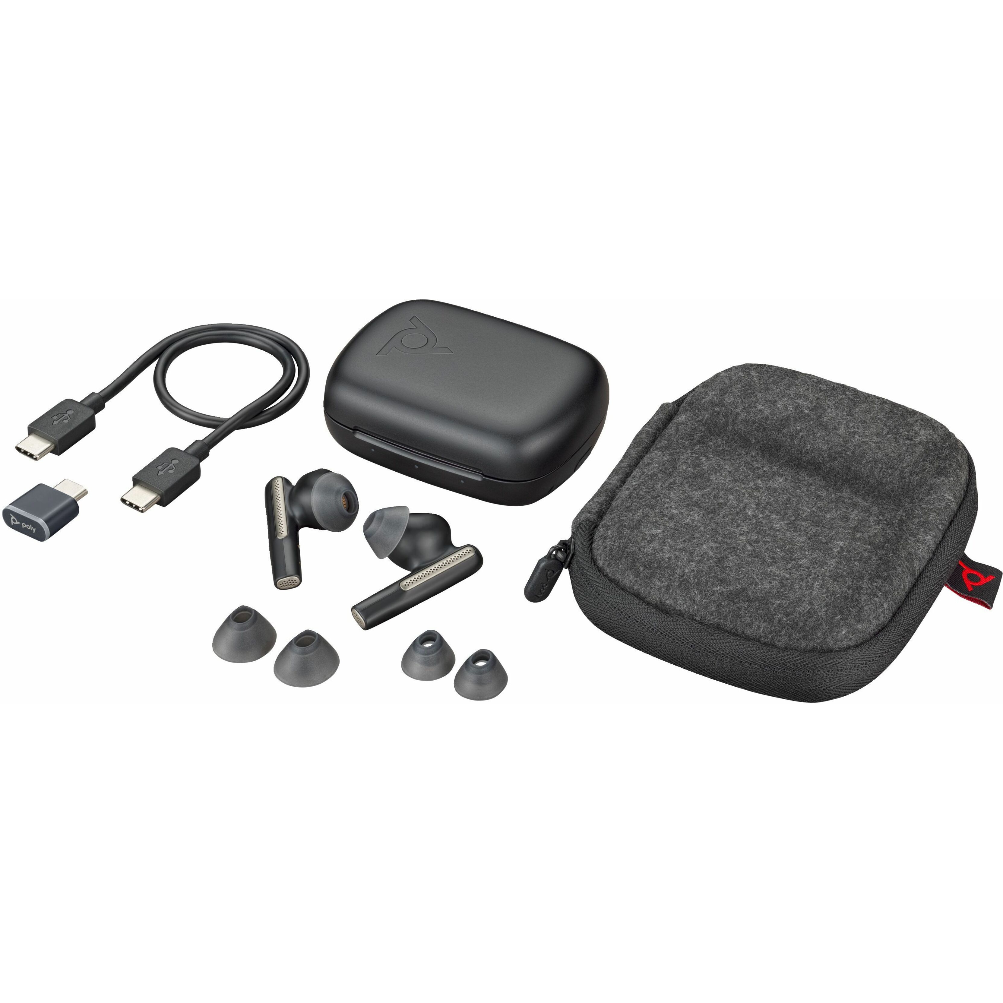Poly Voyager Free 60 UC Earset - Siri, Google Assistant - Stereo - True Wireless - Bluetooth - 98.4 ft - 20 Hz to 20 kHz - Earbud - Binaural - In-ear - Noise Canceling - Carbon Black