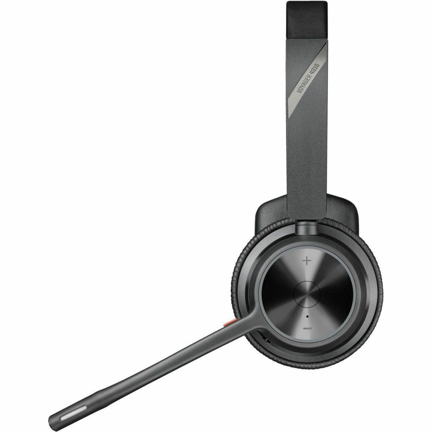 Poly Voyager 4310 USB-A Headset +BT700 dongle TAA - Google Assistant, Siri - Mono - USB Type A - Wired/Wireless - Bluetooth - 164 ft - 20 Hz to 20 kHz - On-ear, Over-the-head - Monaural - Supra-aural - 5 ft Cable - MEMS Technology, Electret Condenser Microphone - Noise Canceling - Black - TAA Compliant — left