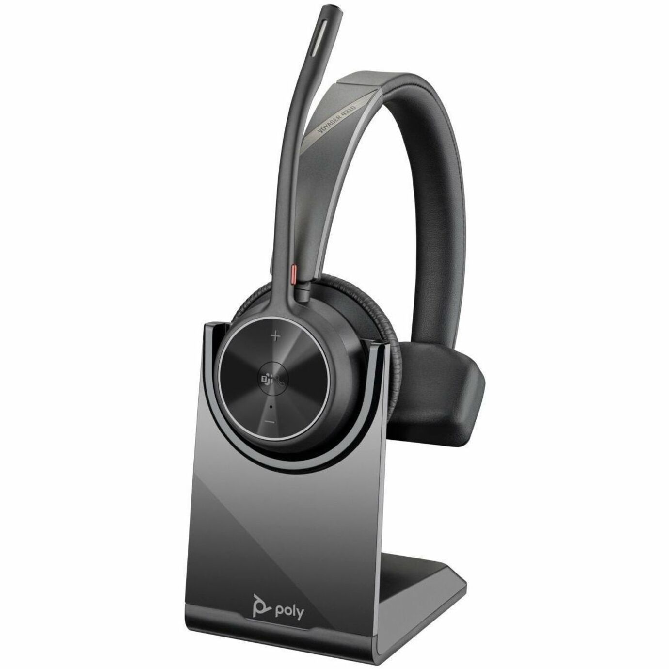 Poly Voyager 4310-M Microsoft Teams Certified USB-A Headset +BT700 dongle TAA - Microsoft Teams Certification - Siri, Google Assistant - Mono - USB Type A - Wired/Wireless - Bluetooth - 164 ft - On-ear - Monaural - Ear-cup - 5 ft Cable - MEMS Technology, Directional, Noise Cancelling, Electret Condenser Microphone - Noise Canceling - Black — alternate image2
