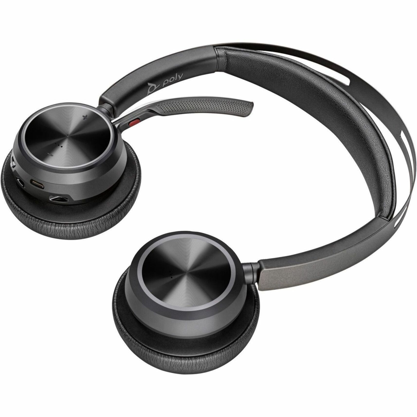 Poly Voyager Focus 2 USB-C Headset TAA - Google Assistant, Siri - Stereo - USB Type C - Wireless - Bluetooth - 164 ft - On-ear, Over-the-head - Binaural - Supra-aural - MEMS Technology, Electret Condenser, Discreet, Noise Cancelling Microphone - Noise Canceling - Black - TAA Compliant — alternate image1