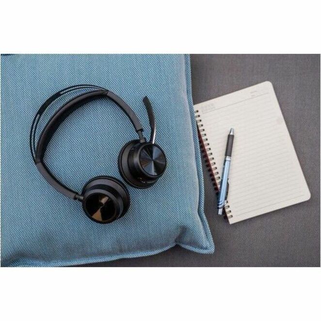 Poly Voyager Focus 2 USB-C Headset TAA - Google Assistant, Siri - Stereo - USB Type C - Wireless - Bluetooth - 164 ft - On-ear, Over-the-head - Binaural - Supra-aural - MEMS Technology, Electret Condenser, Discreet, Noise Cancelling Microphone - Noise Canceling - Black - TAA Compliant — alternate image2