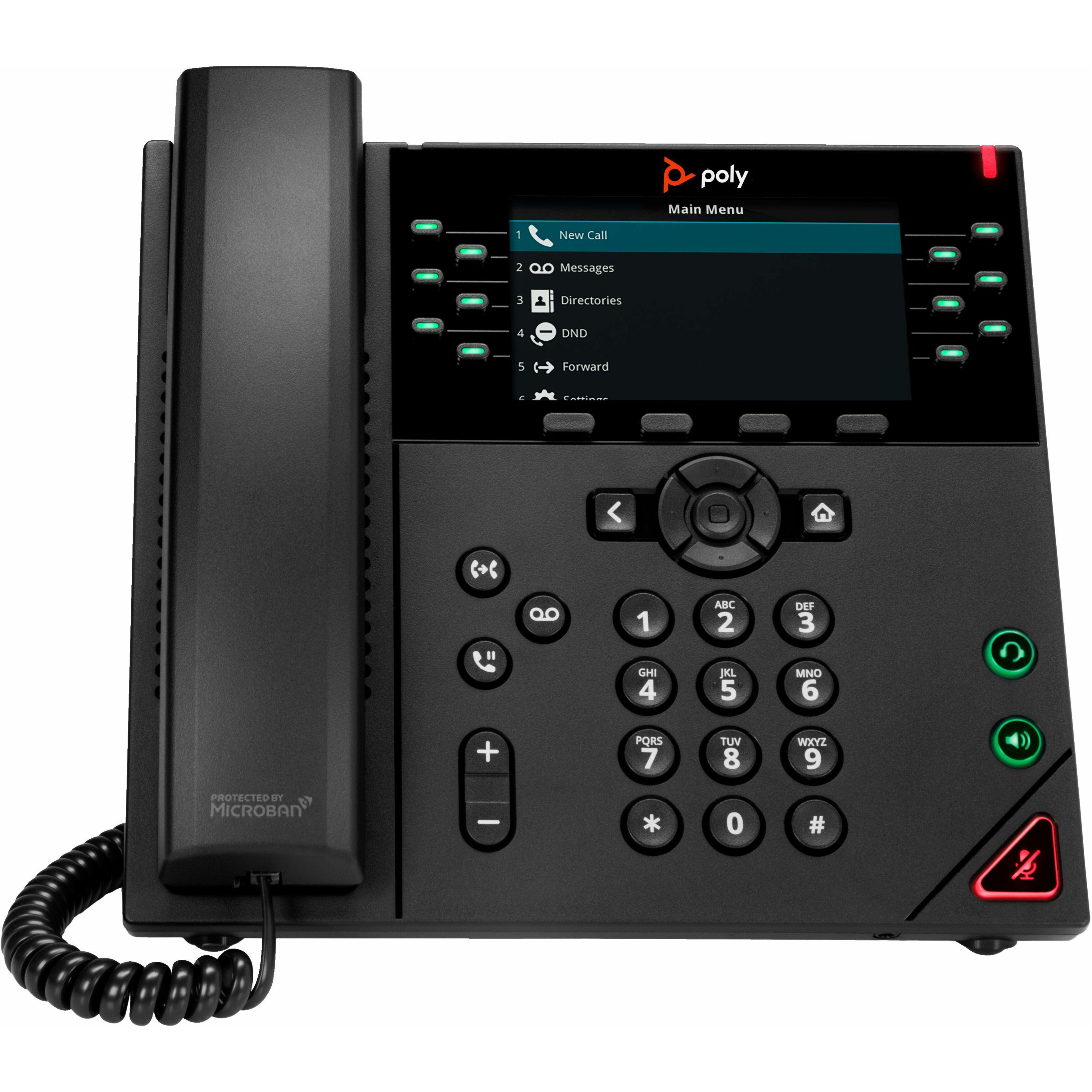 Poly VVX 450 IP Phone - Corded - Corded - Wall Mountable, Desktop - Black - 12 x Total Line - VoIP - 4.3" LCD - 2 x Network (RJ-45) - PoE Ports