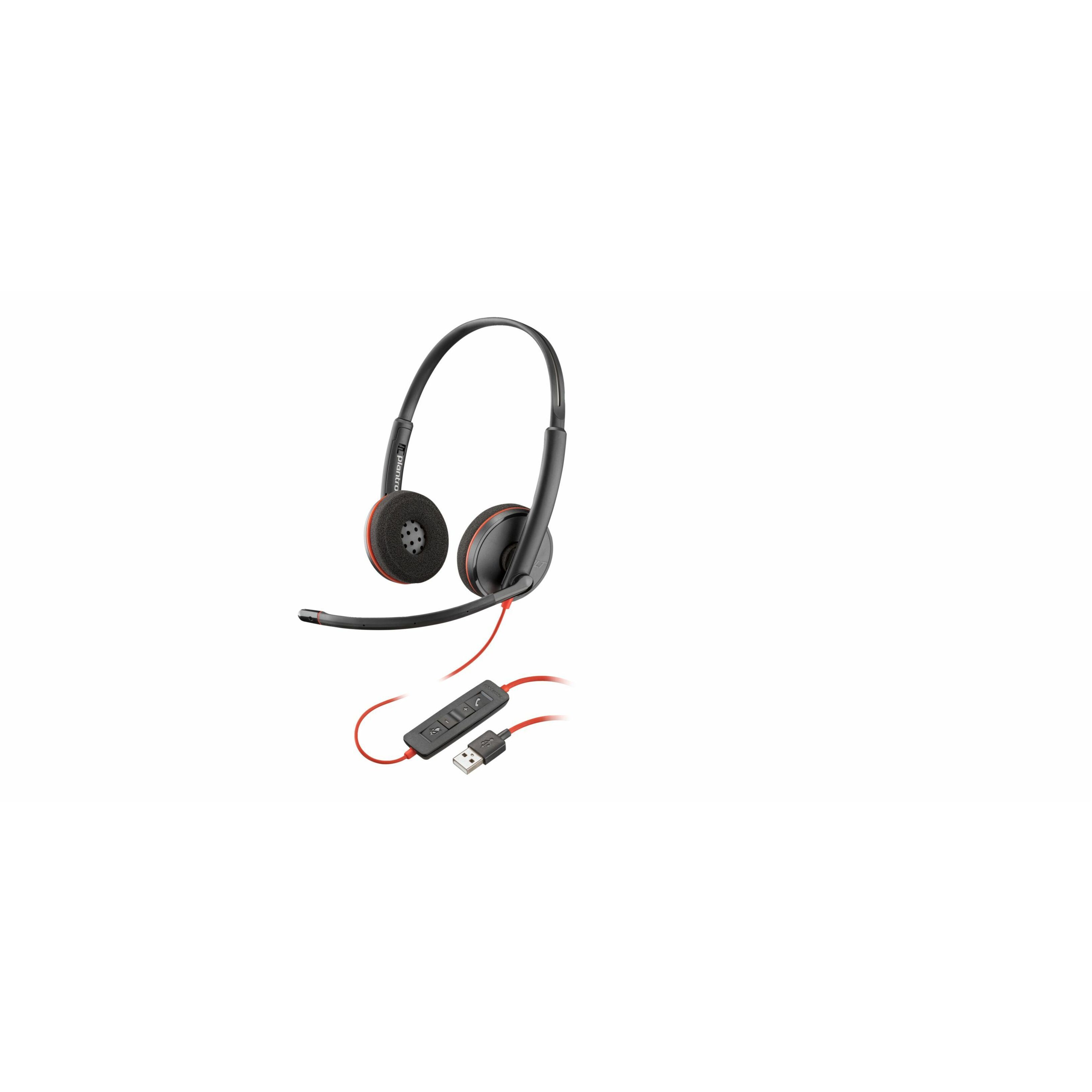 Poly Blackwire C3220 USB-A Black Headset TAA (Bulk Qty.50) - Mini-phone (3.5mm), USB Type A - Wired - 32 Ohm - Noise Canceling - Black - TAA Compliant