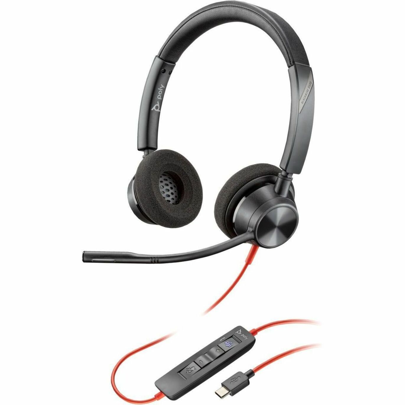 Poly Blackwire 3320 Microsoft Teams Certified Headset +USB-C/A Adapter TAA - Microsoft Teams Certification - Stereo - USB Type C, Mini-phone (3.5mm) - Wired - 32 Ohm - 20 Hz to 20 kHz - On-ear - Binaural - Ear-cup - 7.10 ft Cable - Omni-directional Microphone - Noise Canceling - Black - TAA Compliant