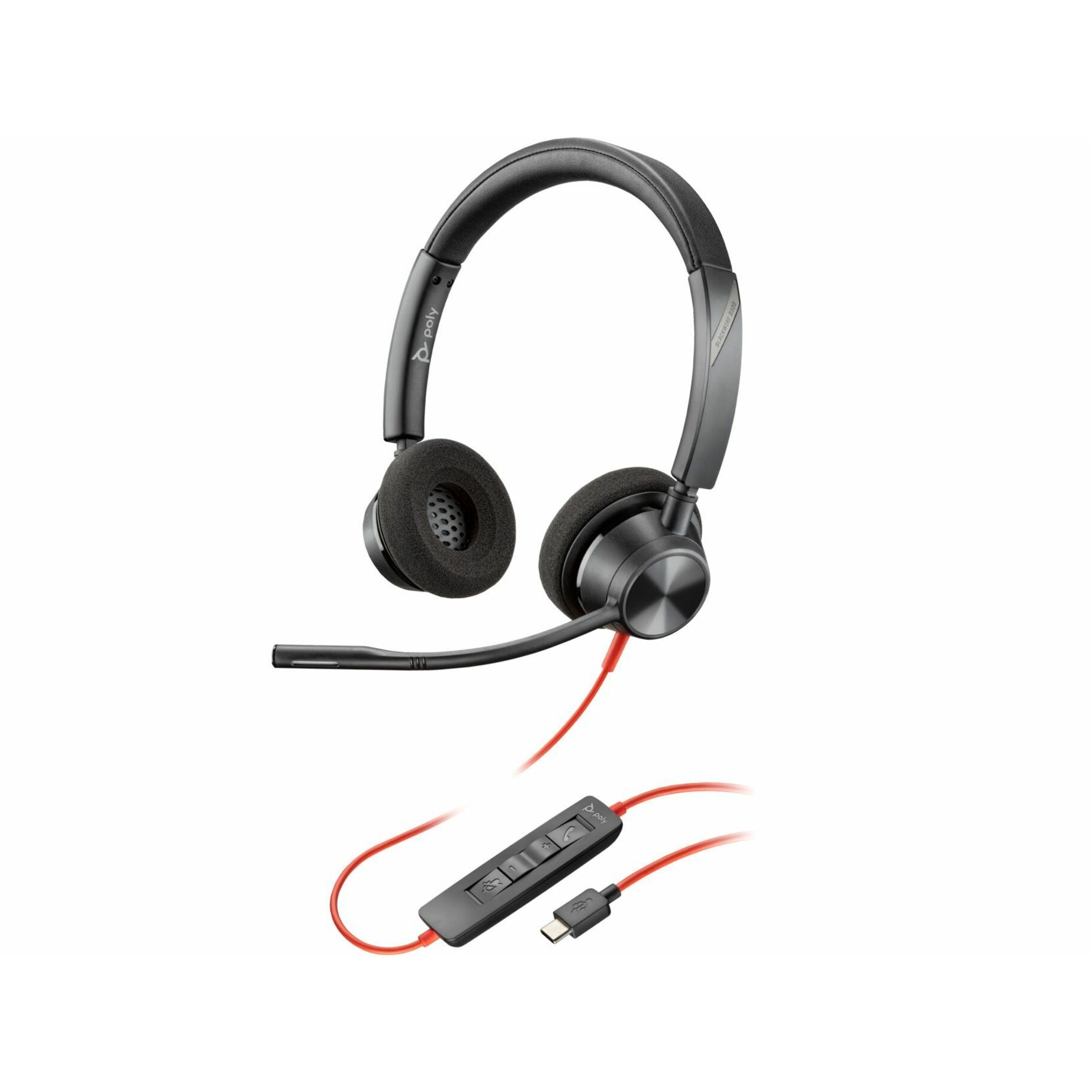Poly Blackwire 3320 Headset +USB-C/A Adapter TAA - Mono - USB Type C - Wired - 32 Ohm - 20 Hz to 20 kHz - On-ear - Monaural - Supra-aural - 7.10 ft Cable - Omni-directional Microphone - Noise Canceling - Black - TAA Compliant