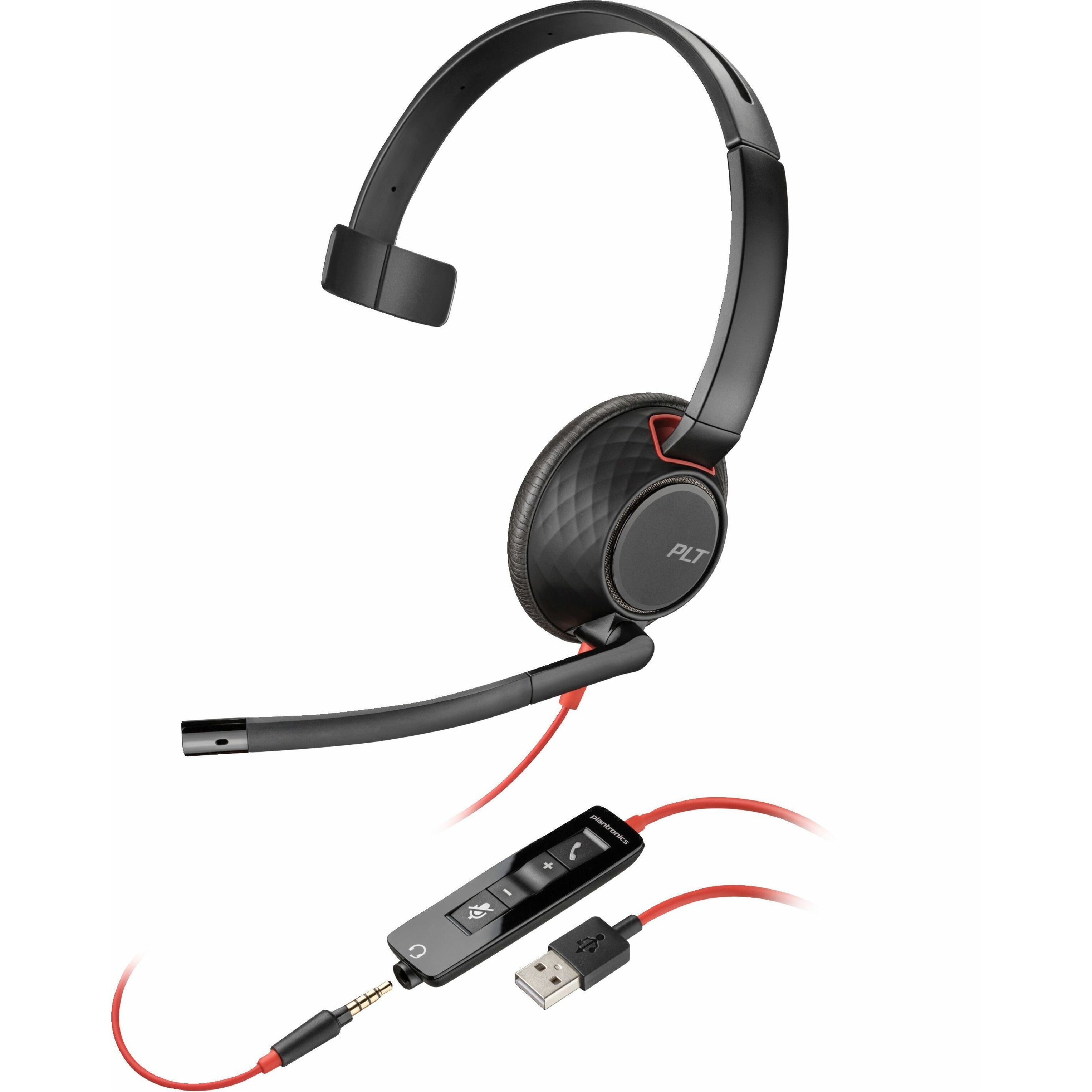 Poly Blackwire 5210 Monaural USB-A Headset TAA (Bulk Qty.50) - Microsoft Teams Certification - Mono - USB Type A, Mini-phone (3.5mm) - Wired - 32 Ohm - Over-the-head - Monaural - Supra-aural - 7.12 ft Cable - Noise Cancelling Microphone - Noise Canceling - Black - TAA Compliant