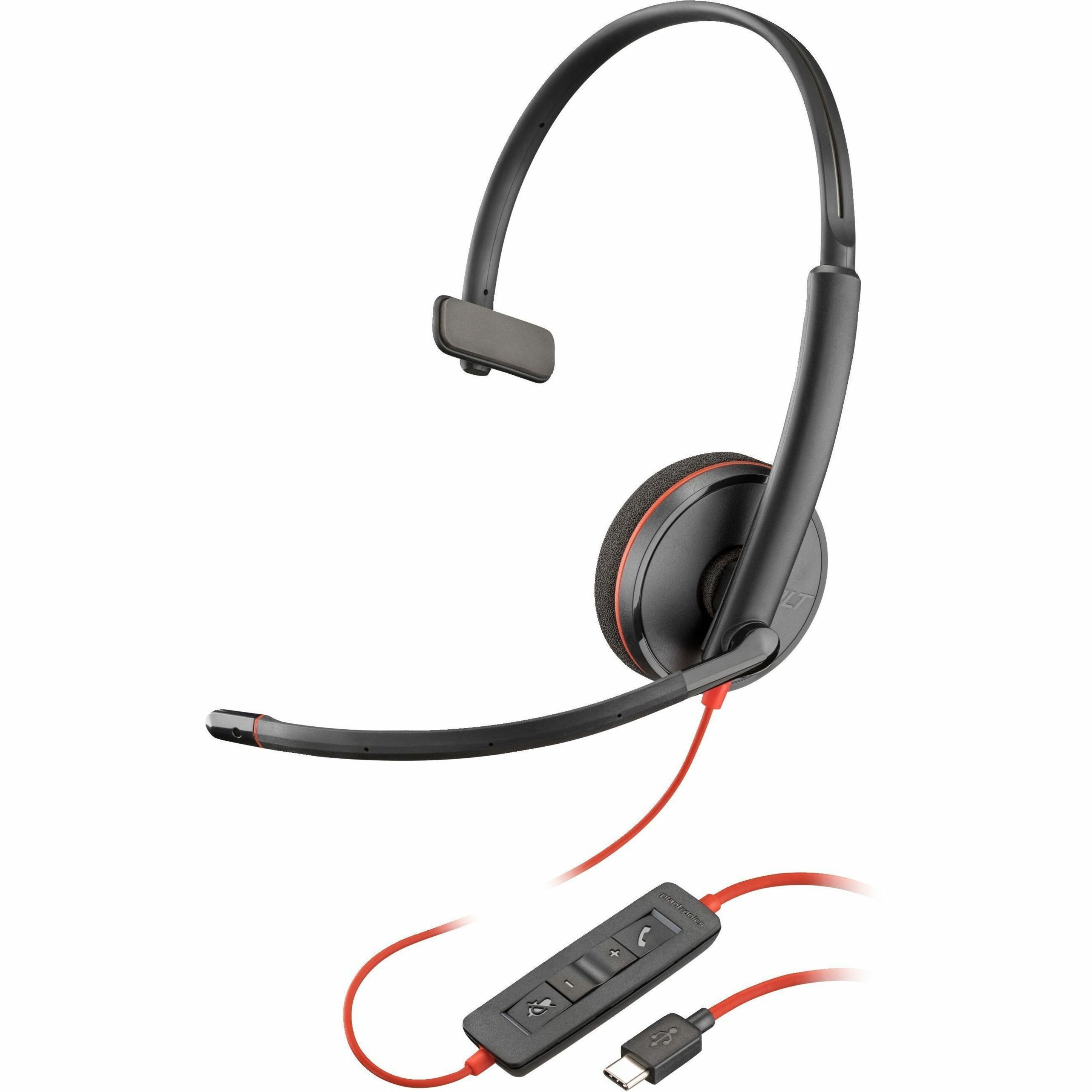 Poly Blackwire 3210 Monaural USB-C Headset TAA (Bulk Qty.50) - Mono - USB Type C - 32 Ohm - On-ear - Monaural - Ear-cup - Noise Cancelling Microphone - Noise Canceling - Black - TAA Compliant